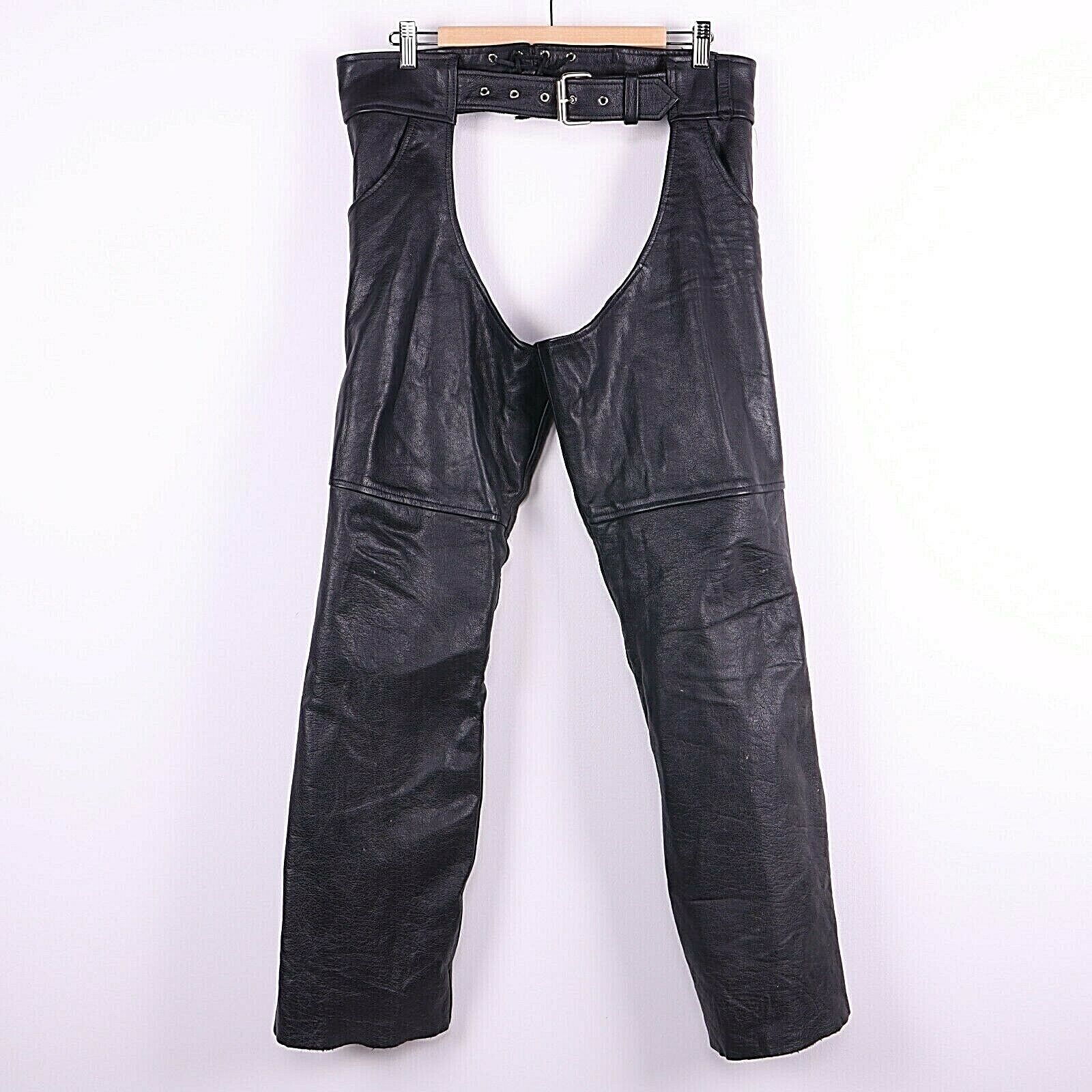 Leather Chaps Motorcycle Black Size Small Riding Biker 90s