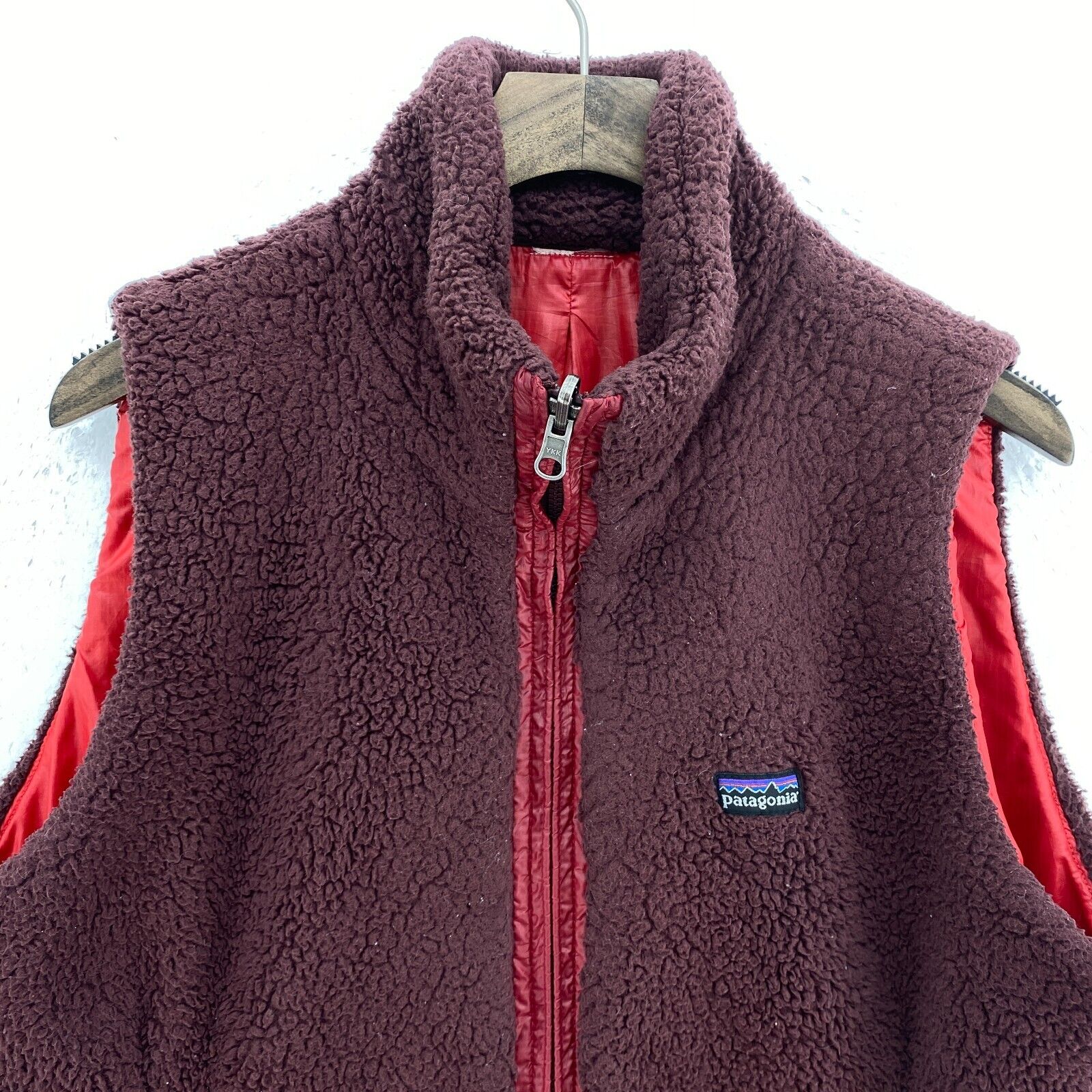 Vintage Patagonia Burgundy Red Full Zip Fleece Vest Jacket Size M