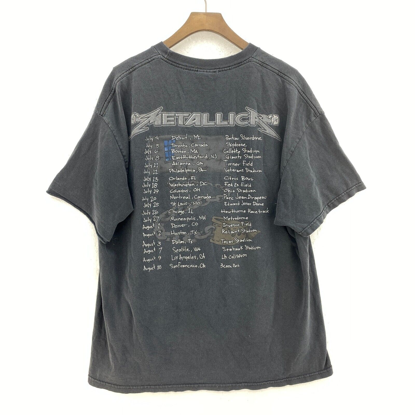 Metallica 2003 Summer Sanitarium Black T-shirt Size XL Tee Metal Band