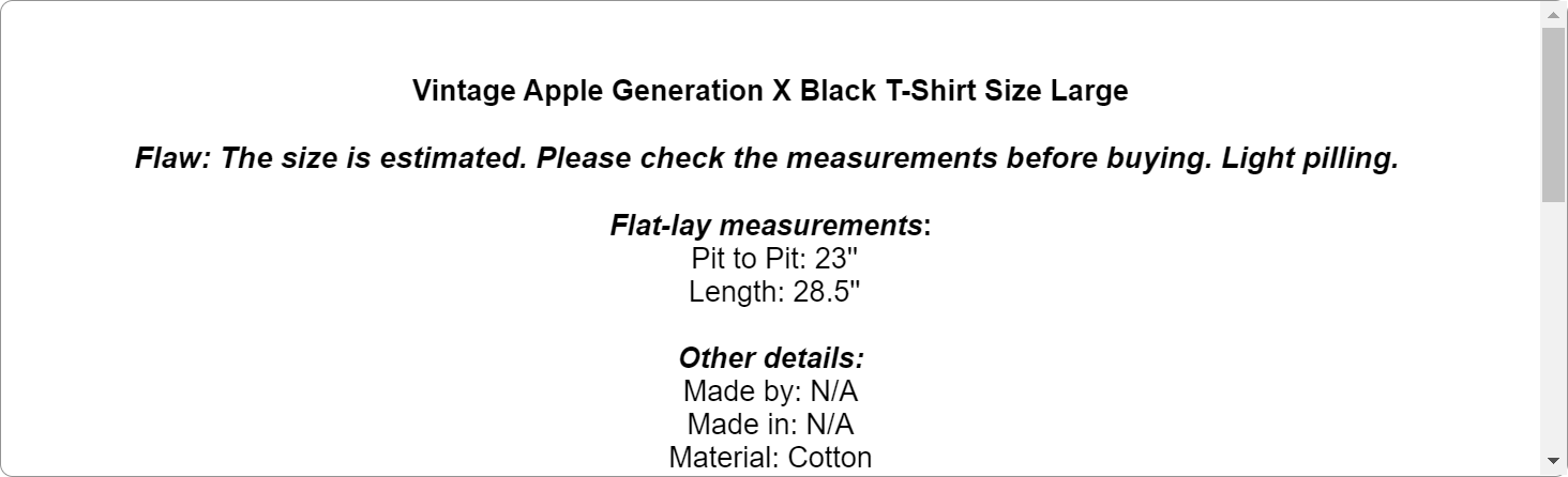 Vintage Apple Generation X Black T-Shirt Size Large