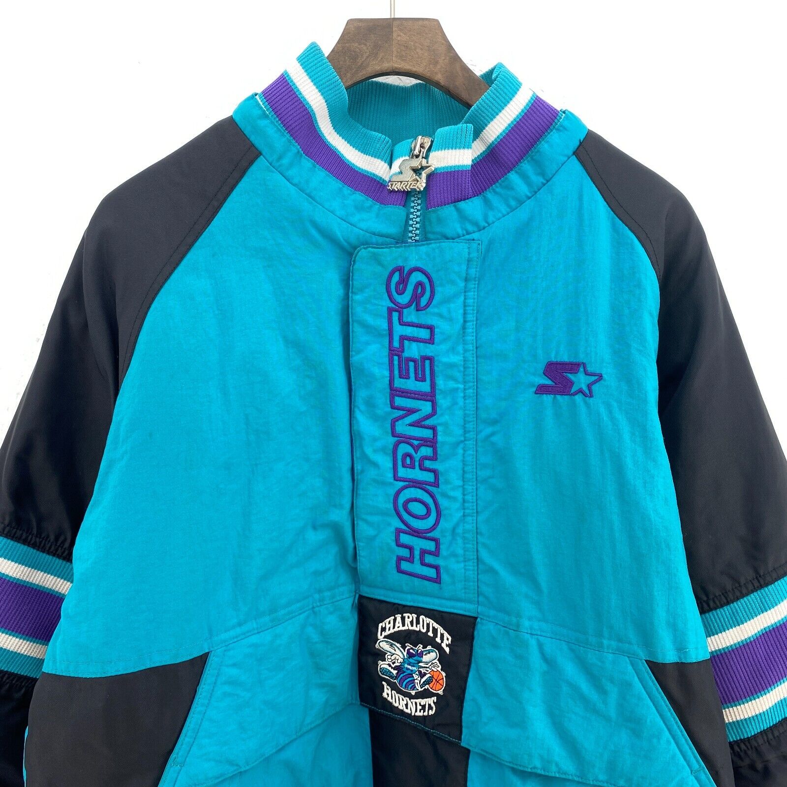 Starter Charlotte Hornets NBA Quarter Zip Insulated Blue Jacket Size S