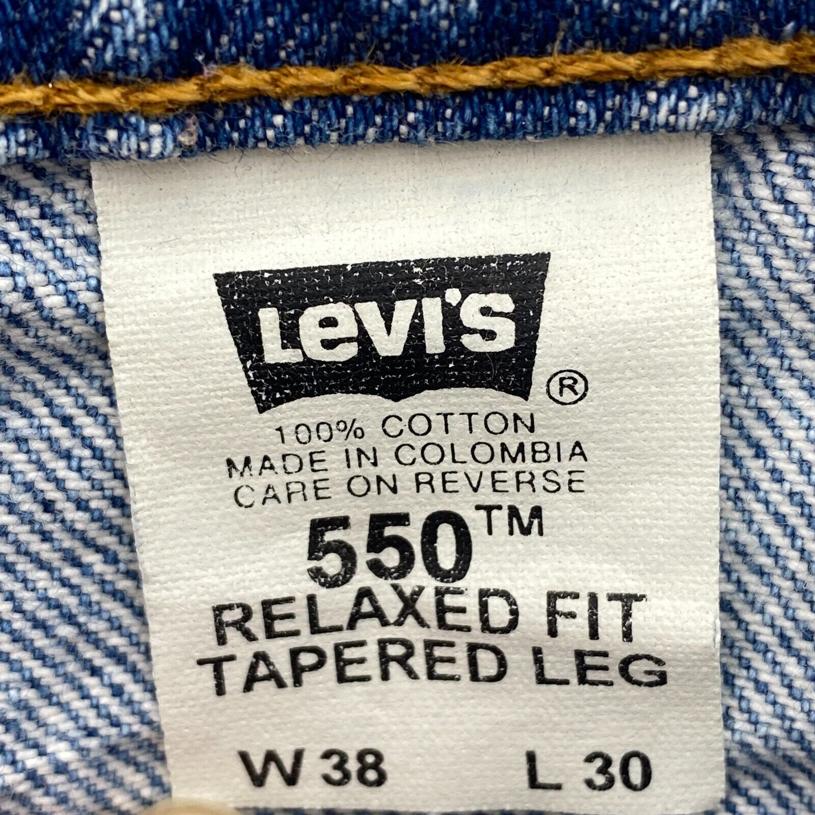 Levi Strauss 550 Orange Tab Relaxed Fit Size 38 x 30 Medium Wash Blue Jeans
