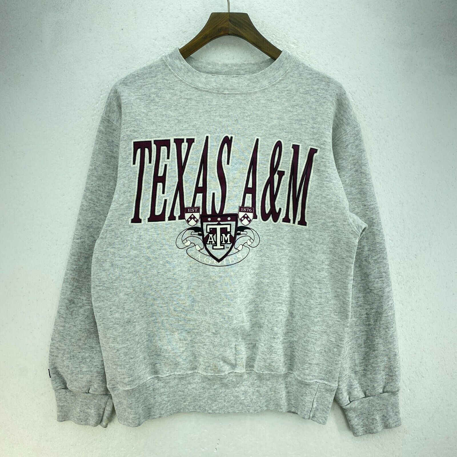 Texas A&M Aggies Atm College NCAA Gray Sweatshirt Size M Crew Neck