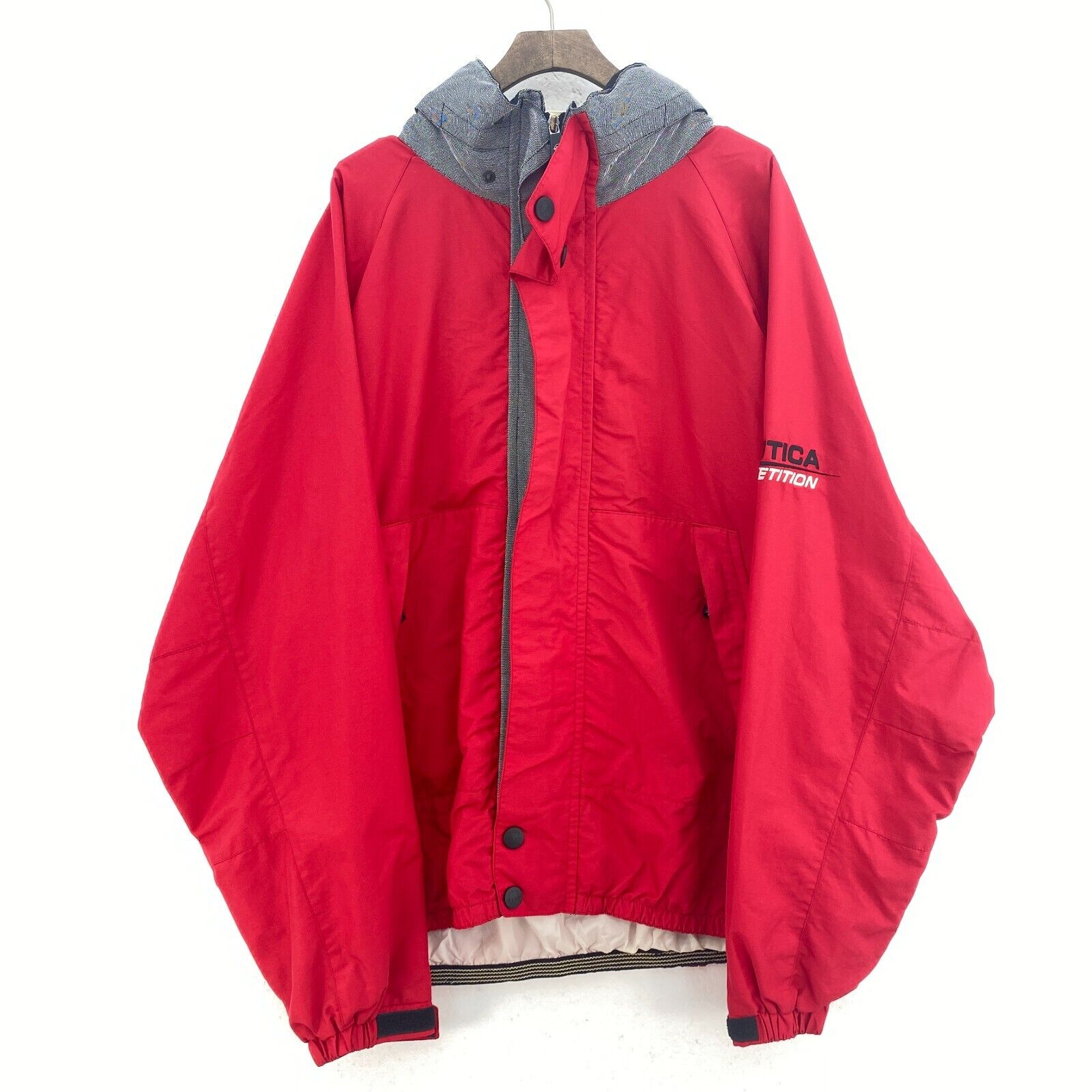 Nautica Competition Red Vintage Reversible Hooded Jacket Full Zip Up Size XXL