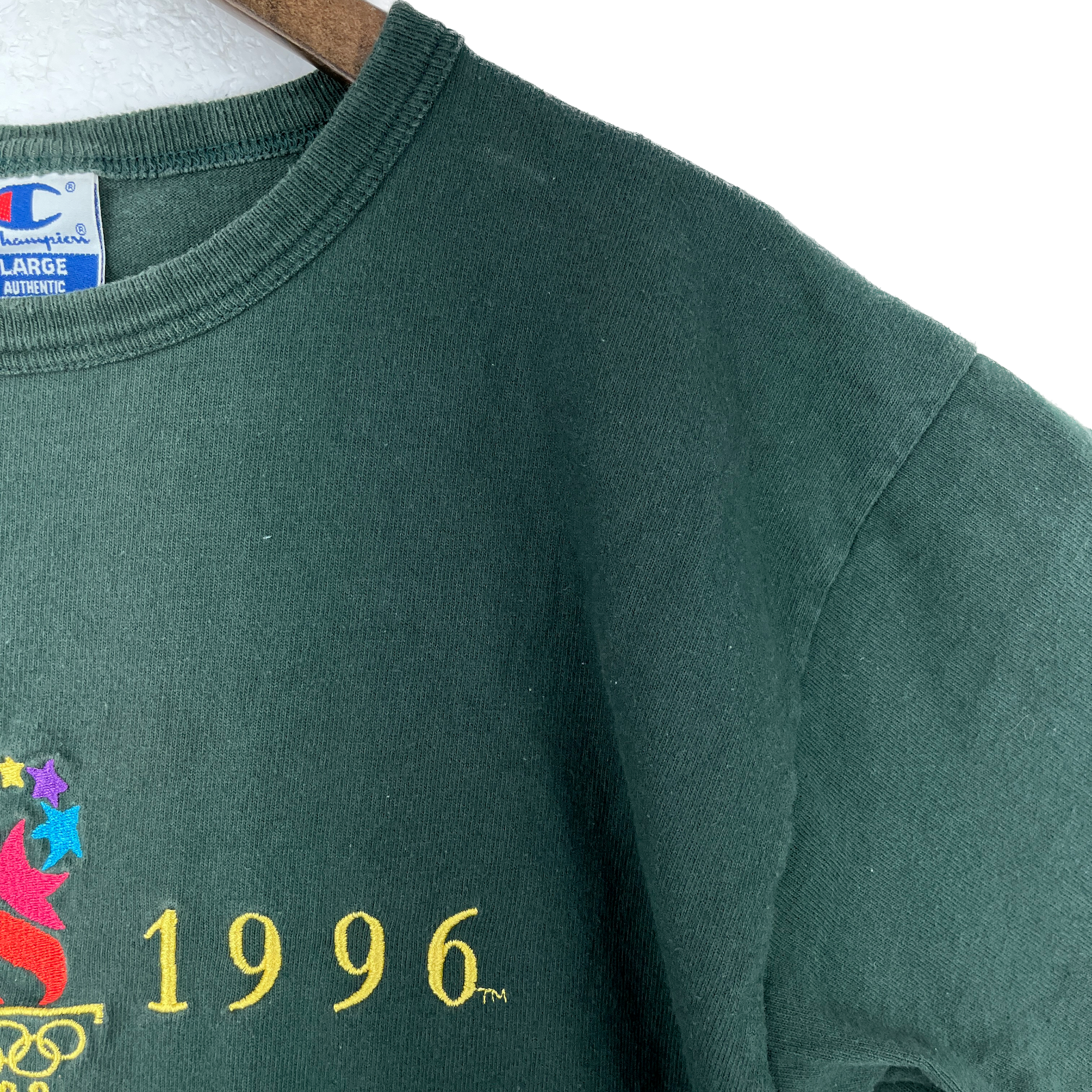 Vintage Champion Atlanta 1996 Olympics Green T-shirt Size L
