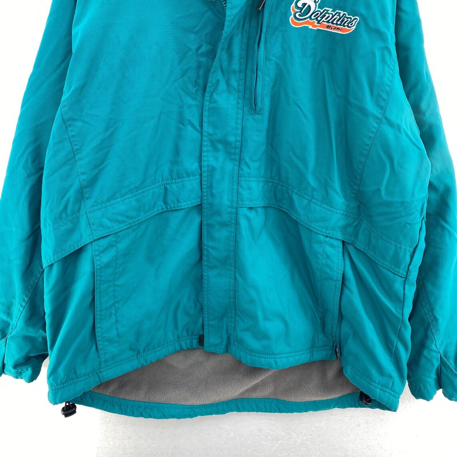 Vintage Reebok Miami Dolphins NFL Full Zip Blue Hooded Insulated Jacket Size M