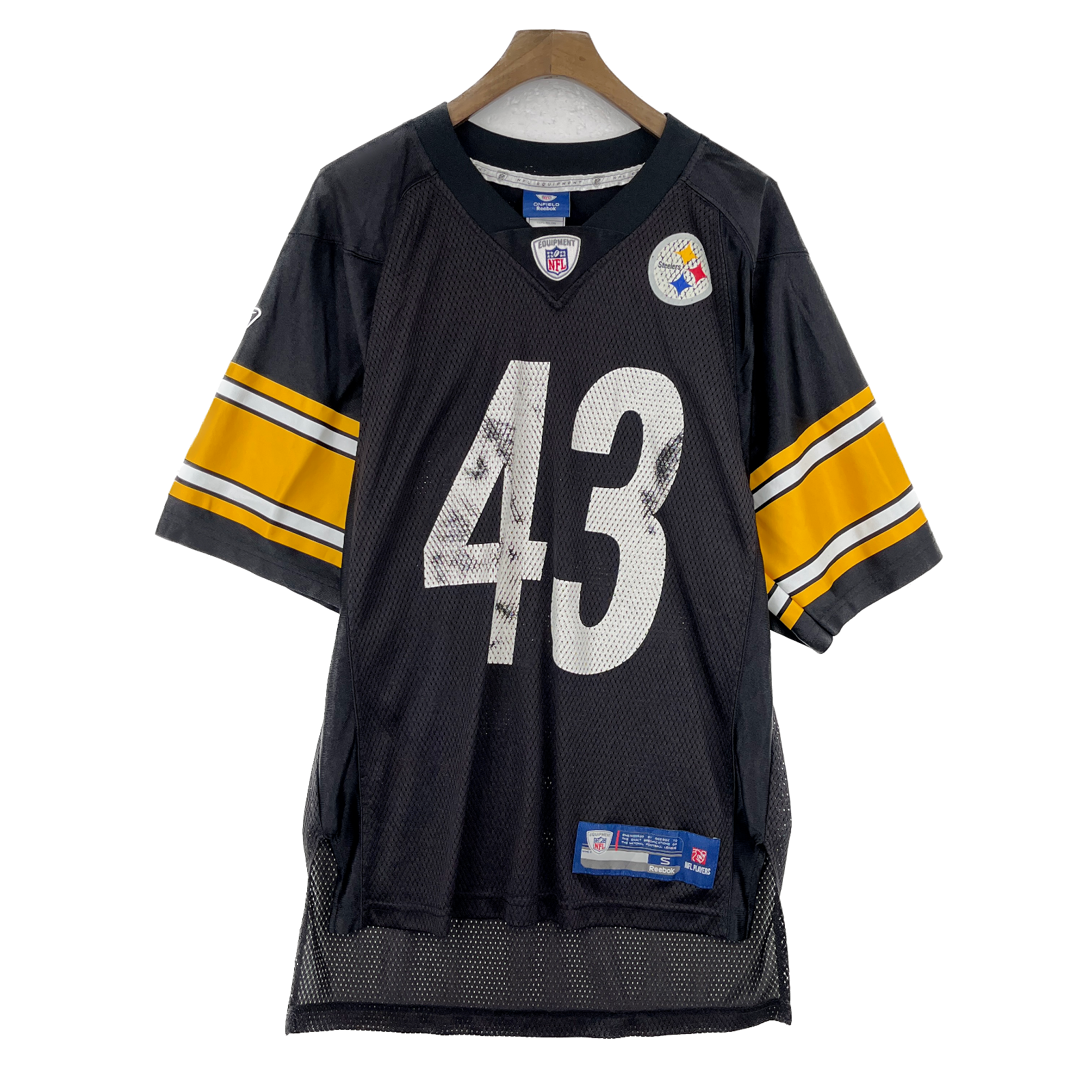 Vintage Reebok Pittsburgh Steelers #43 Polamalu Black Jersey Size S