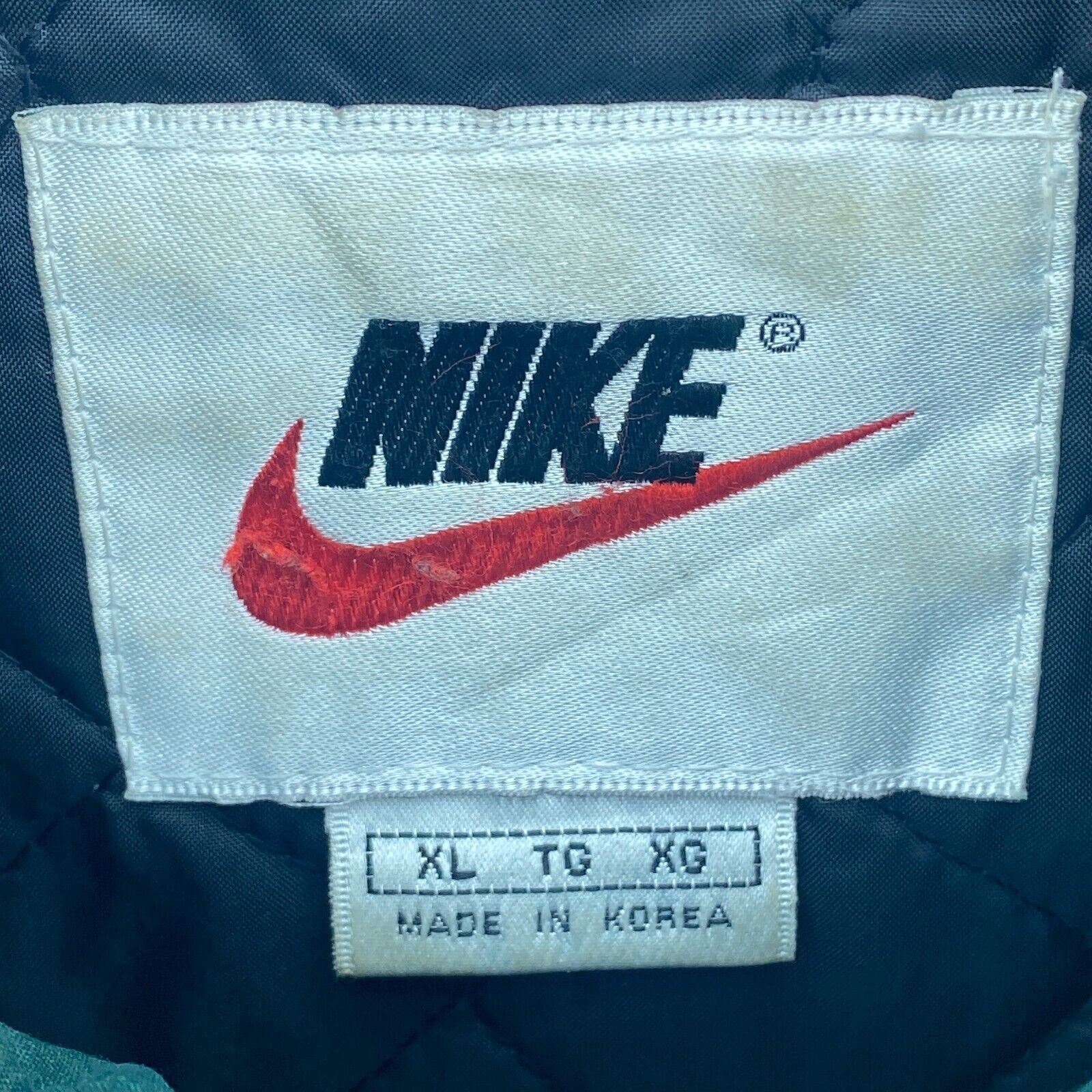 Nike Logo Full Zip Insulated Green Jacket Size XL