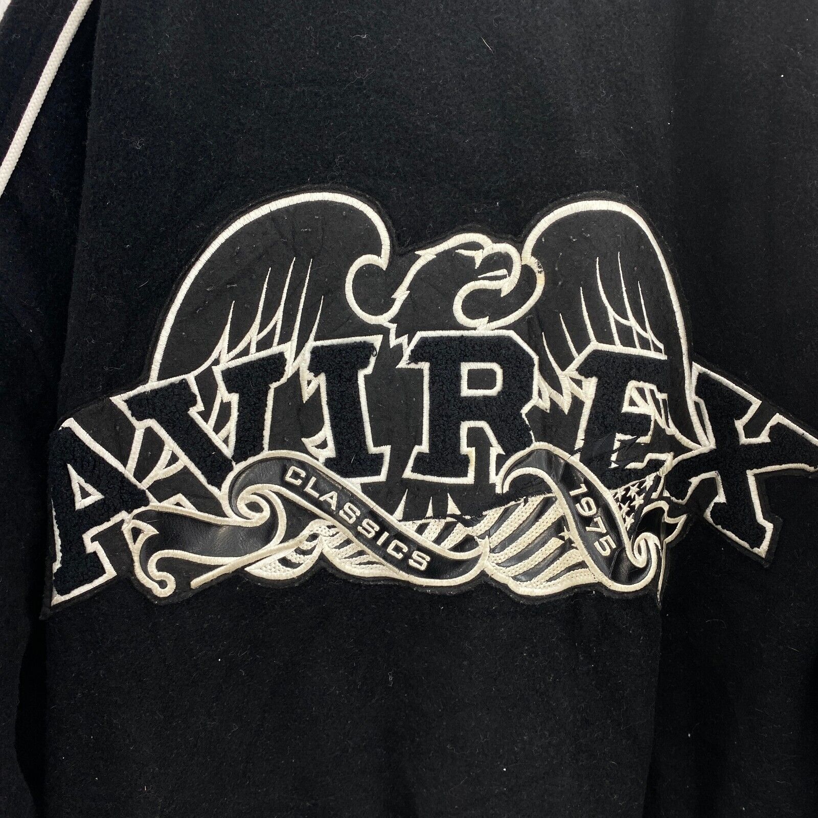 Vintage Avirex USA Varsity College Full Zip Bomber Jacket Black Size 2XL