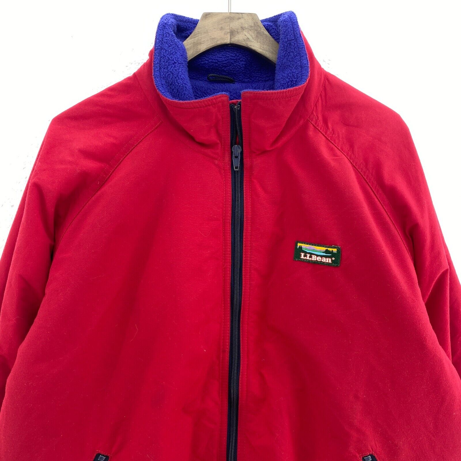Women's L.L.Bean Men's Red Jacket Zip Pockets Full Zip Size L 90s
