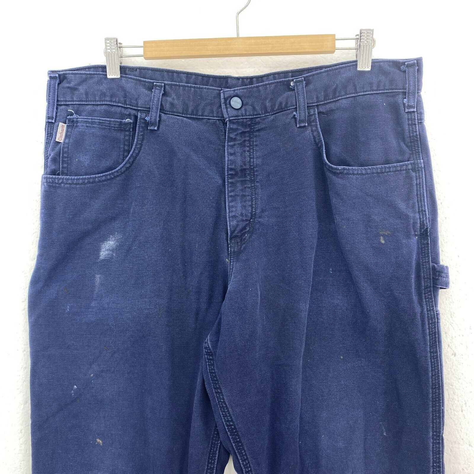 Carhartt Flame Resistant Canvas Navy Blue Worker Pants Size 36 x 30