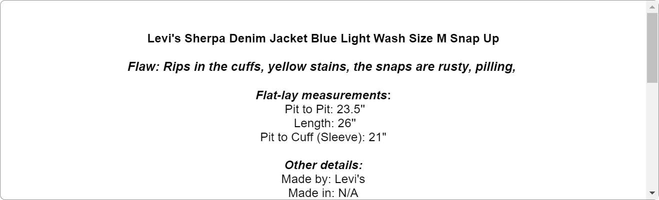 Levi's Sherpa Denim Jacket Blue Light Wash Size M Snap Up