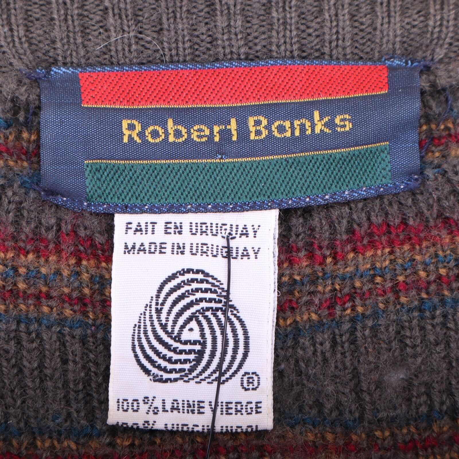 Wool Knit Gray Sweater Pullover Size XL Robert Banks