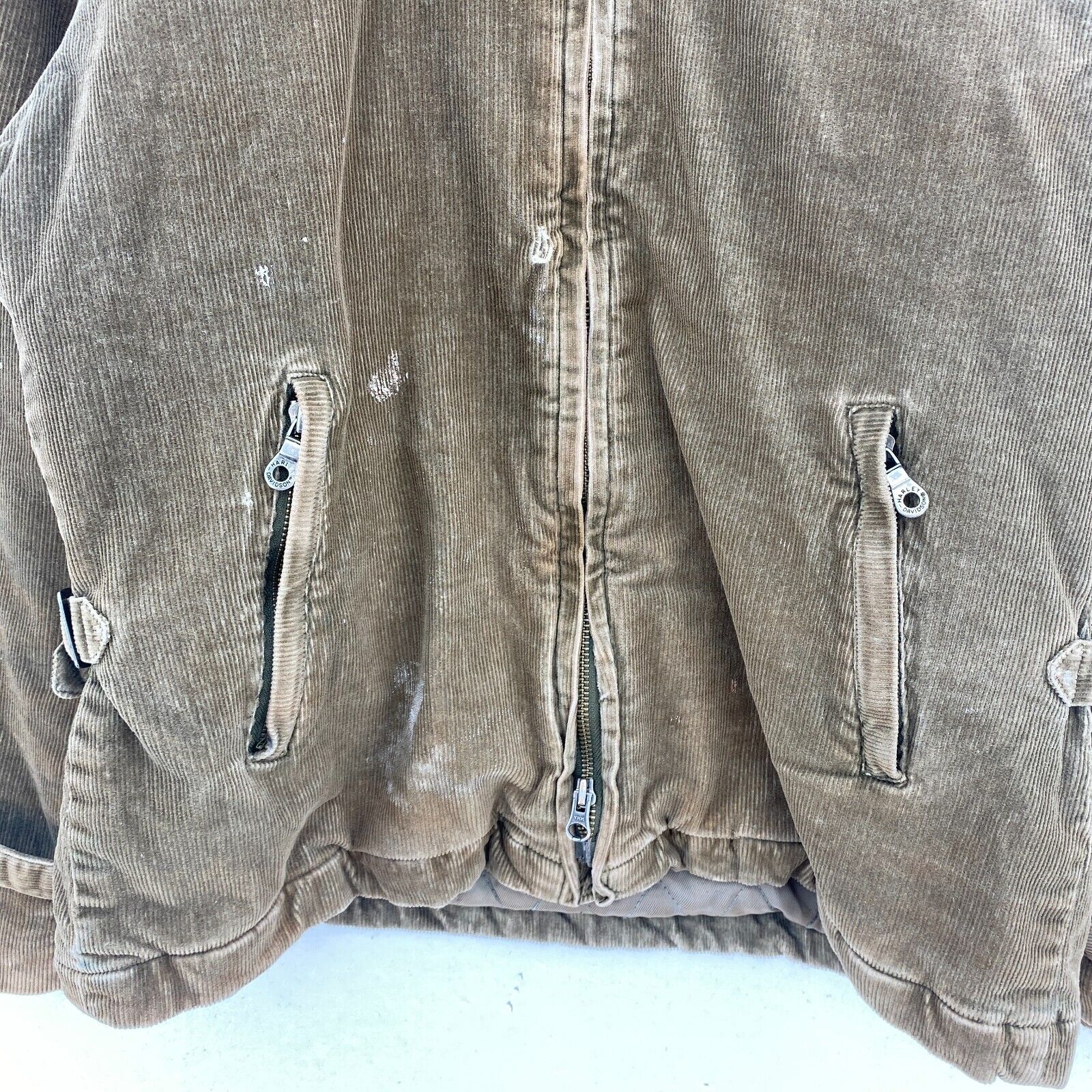 Harley Davidson Shear Lined Full Zip Corduroy Jacket Size M Brown
