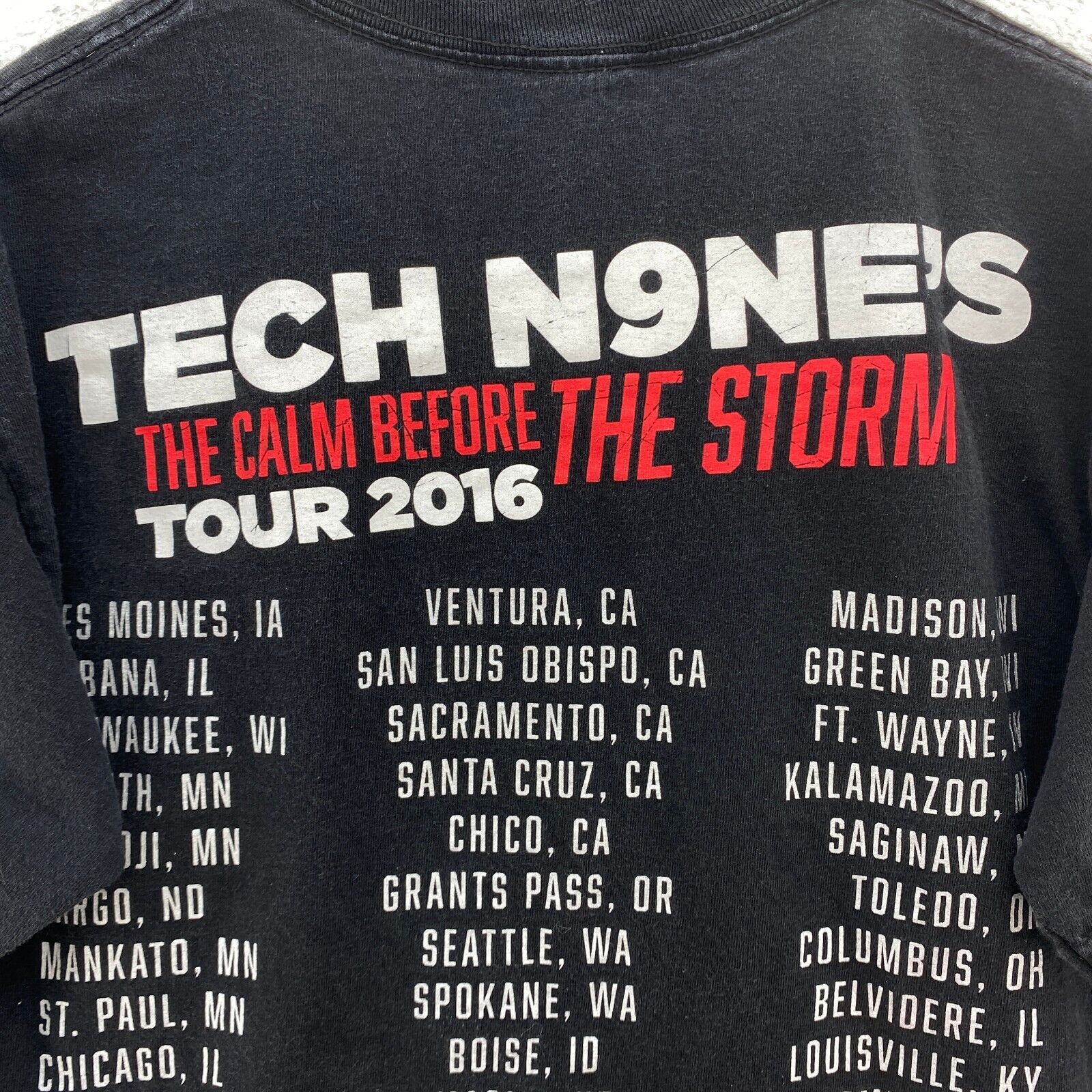 Tech N9ne's The Calm Before The Storm Tour 2016 Black T-shirt Size S