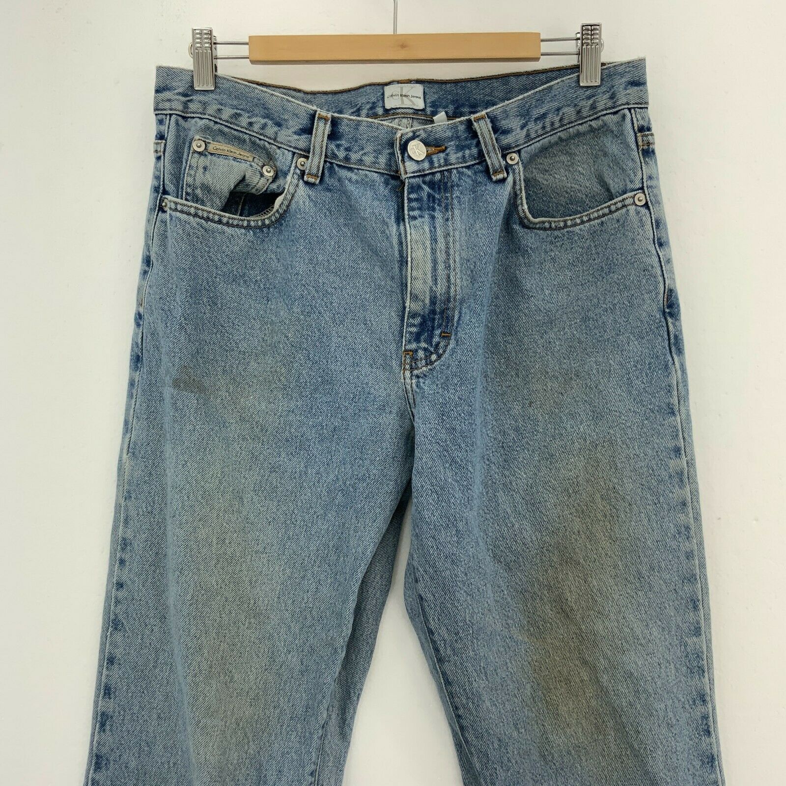 Calvin Klein Light Wash Blue Jeans Straight Size 33 x 33