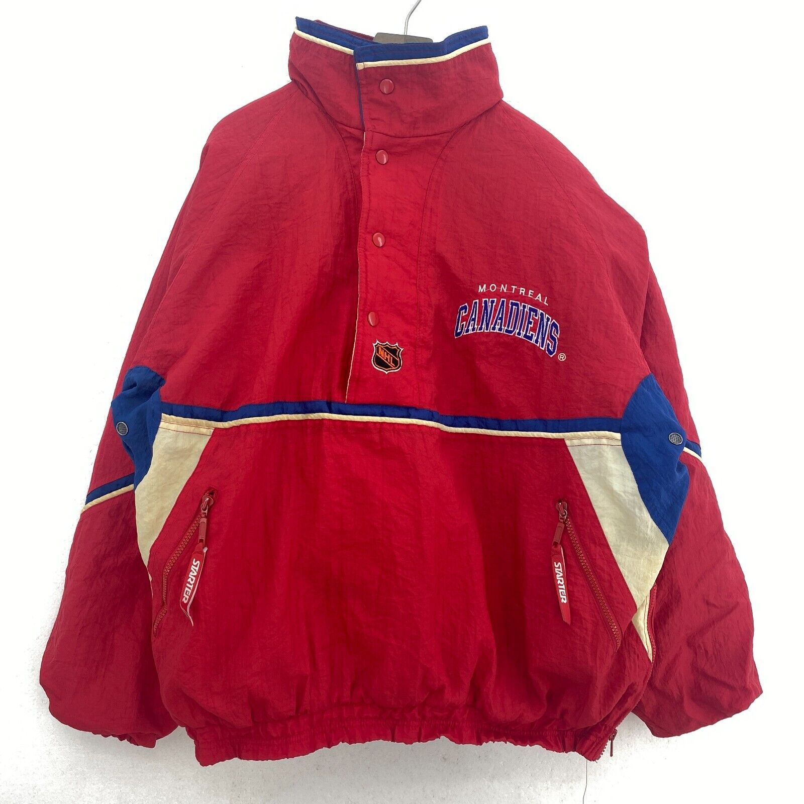 Starter Montreal Canadiens NHL Quarter Snap Insulated Red Jacket Size XL