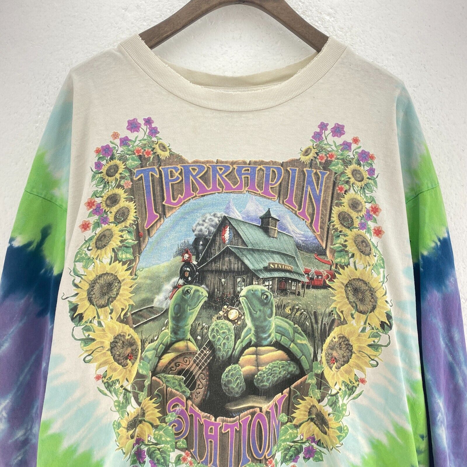 Liquid Blue Grateful Dead Tie Dye Blue Vintage Long Sleeve T-shirt Size M