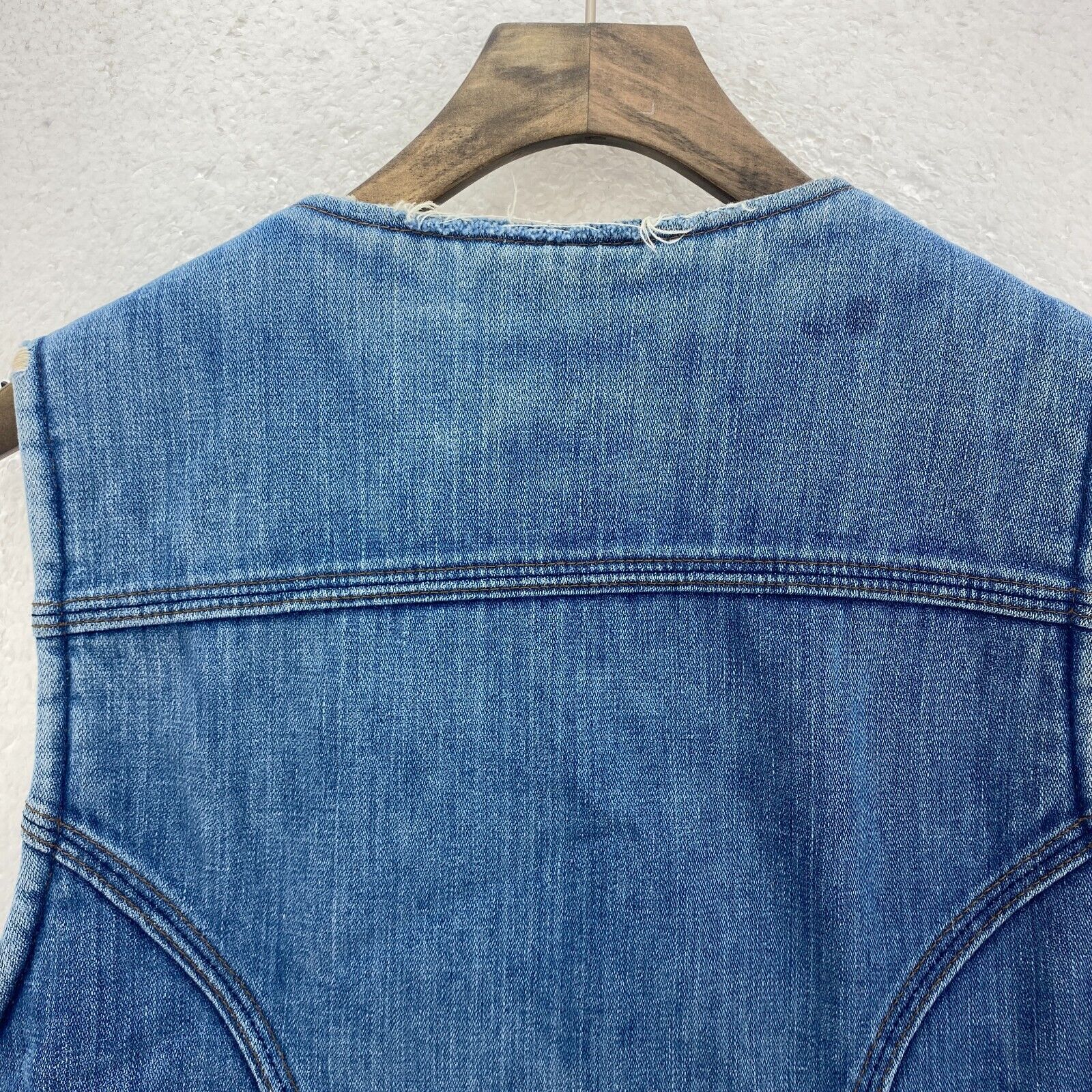 Vintage Fleece Lined Denim Vest Jacket Size L