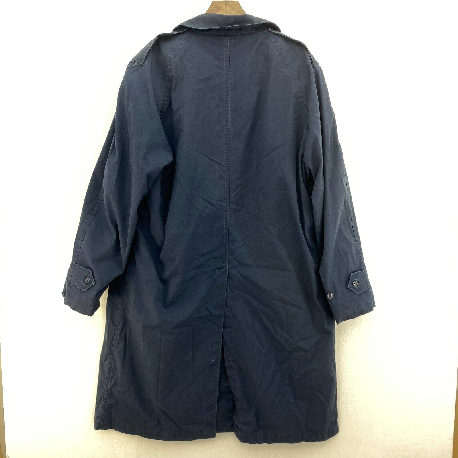Vintage Military Fleece Lined Army Trench Coat Navy Blue Size L