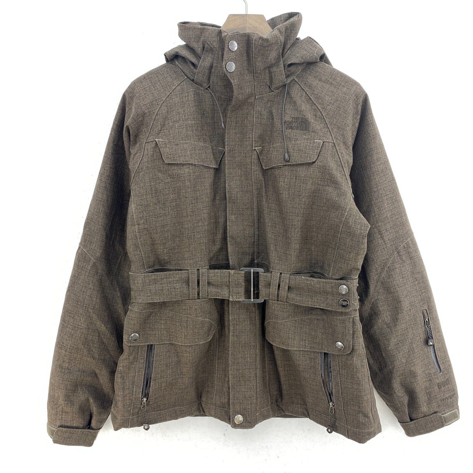 The North Face 600 Hyvent Belted Hooded Brown Full Zip Jacket Size S Women's