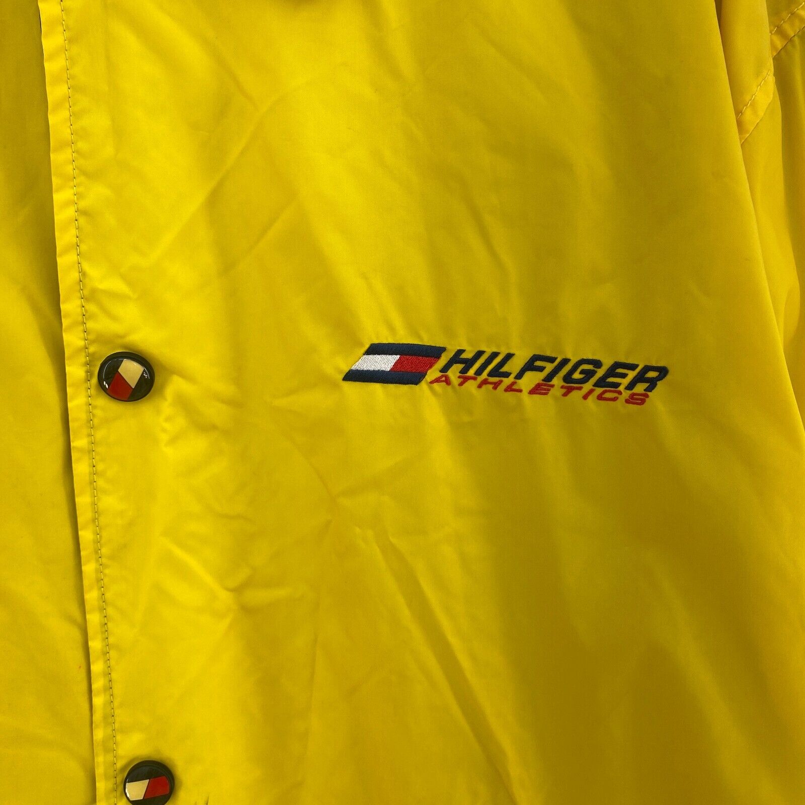 Tommy Hilfiger Logo Vintage Yellow Snapped Rain Jacket Size L