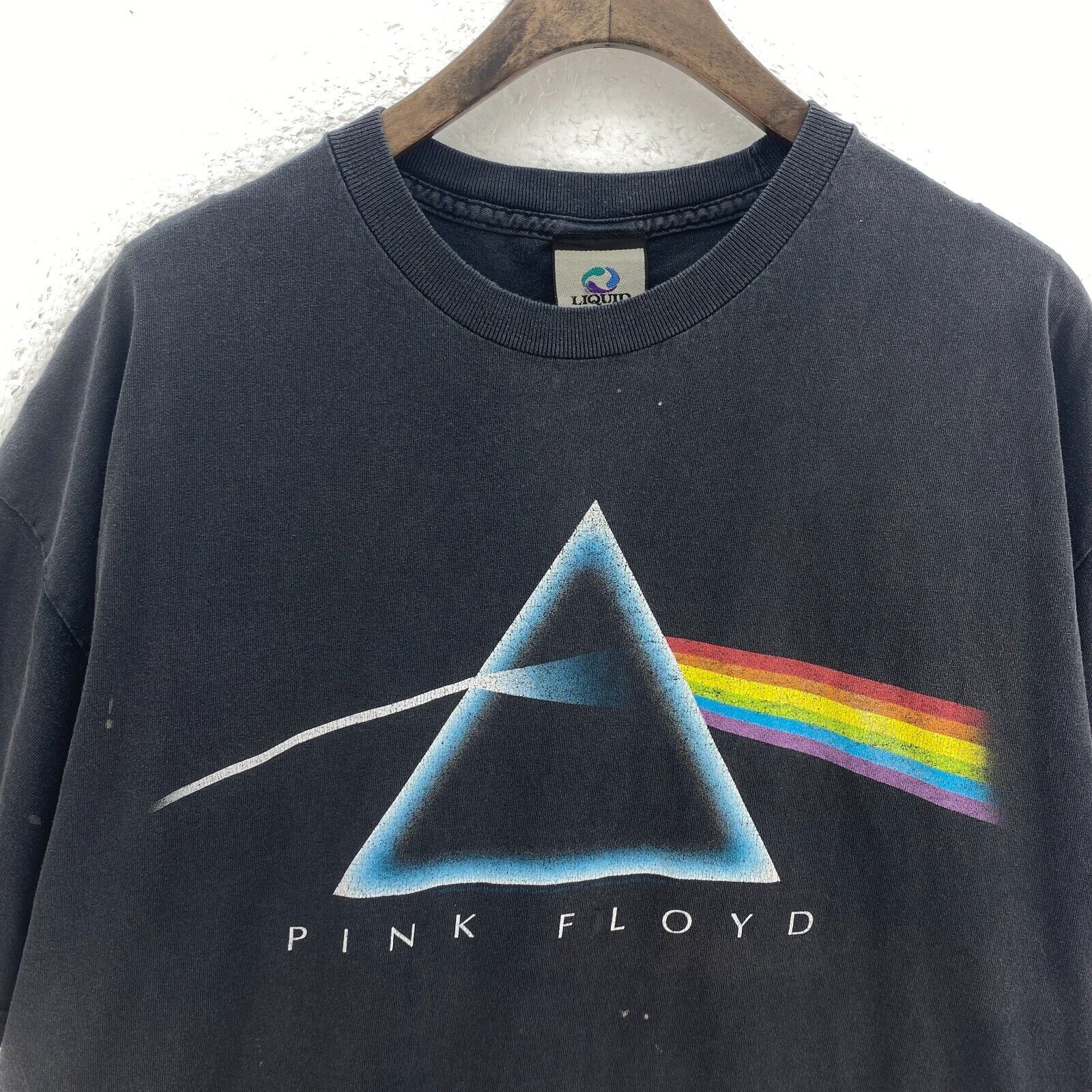Liquid Blue Pink Floyd Logo Vintage Gray T-shirt Size M Tee