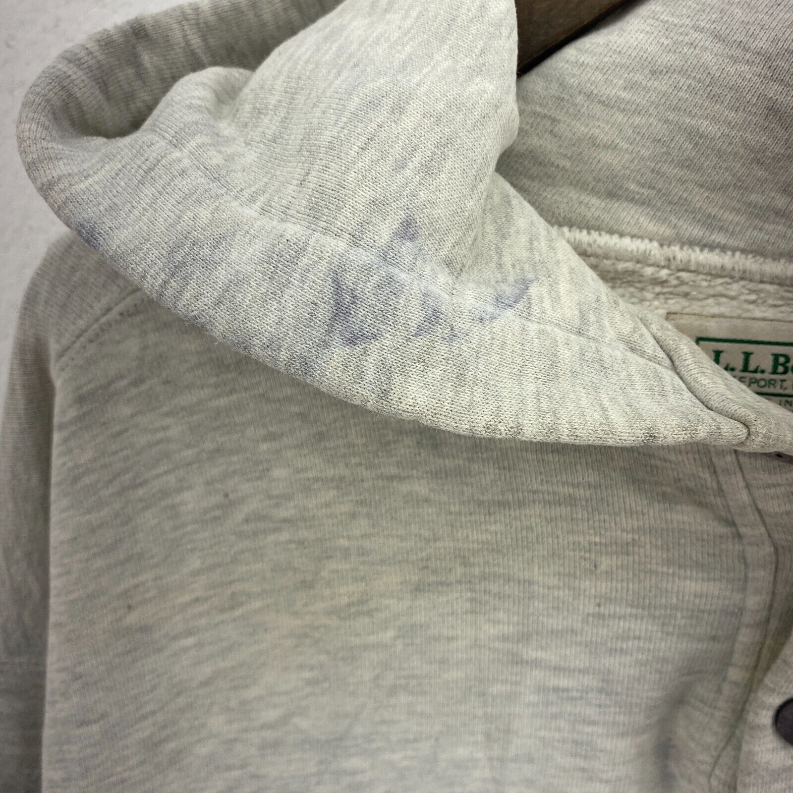 L.L Bean By Russell Athletic Gray Hoodie Size L 1/4 Button