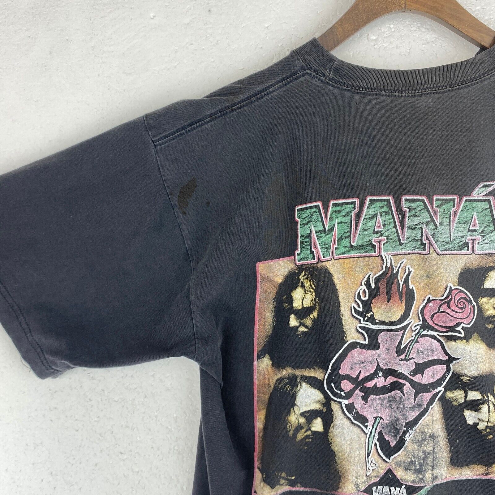 Mana Tour 2003 Rap Tee Style Black Spanish Rock Band T-shirt Size M