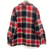 Vintage Red Black Checked Double Pocket Snapped Wool Shirt Jacket Size L