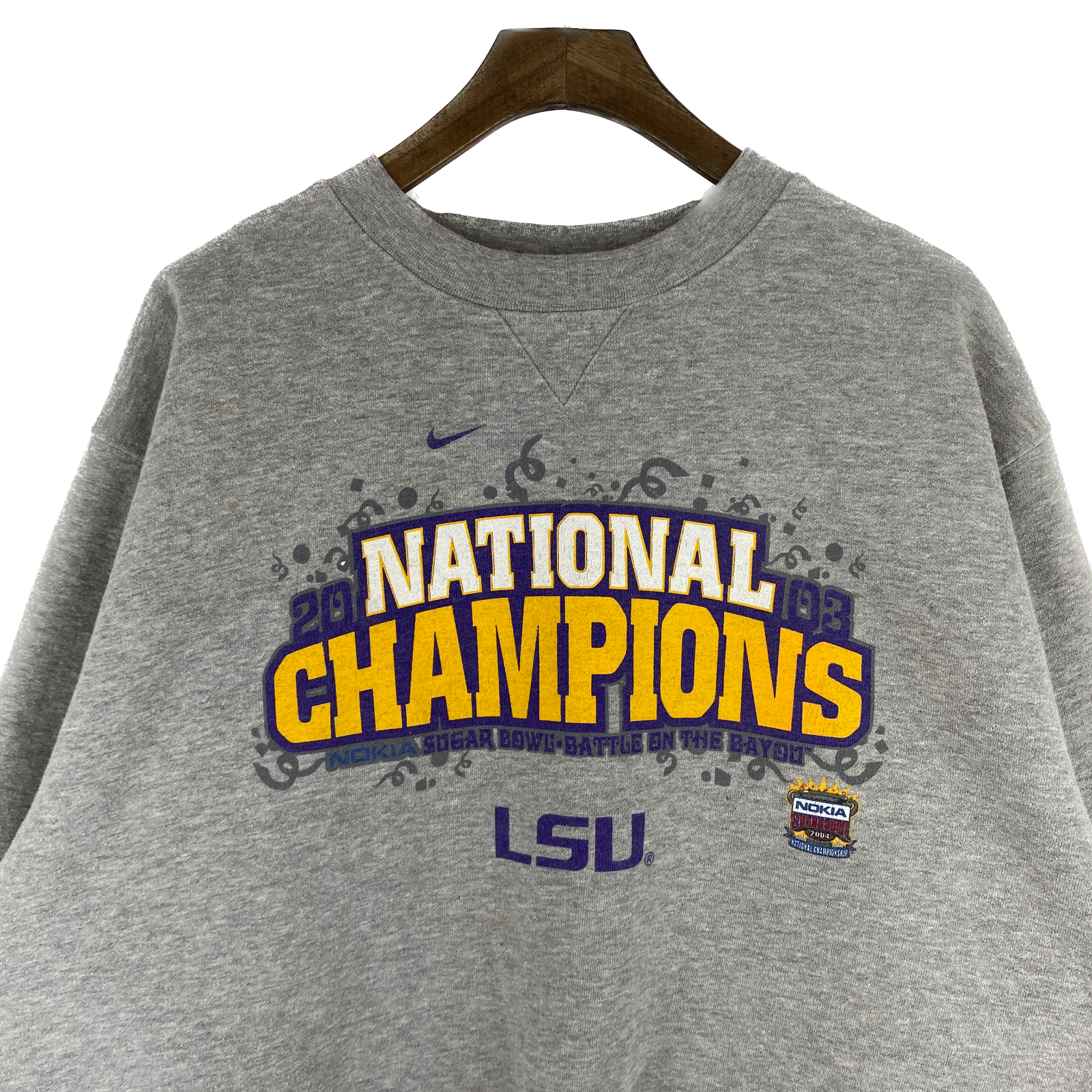 Vintage Nike Nokia Sugar Bowl National Champions LSU Gray Sweatshirt Size L