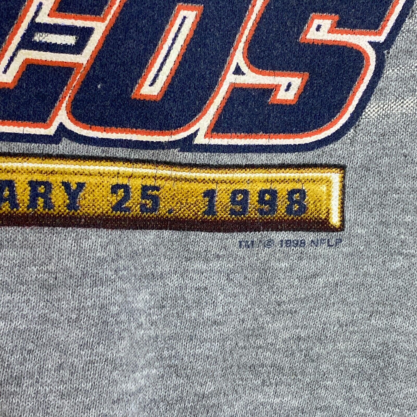 Denver Broncos San Diego Super Bowl XXXII NFL 1998 Gray Sweatshirt Size M