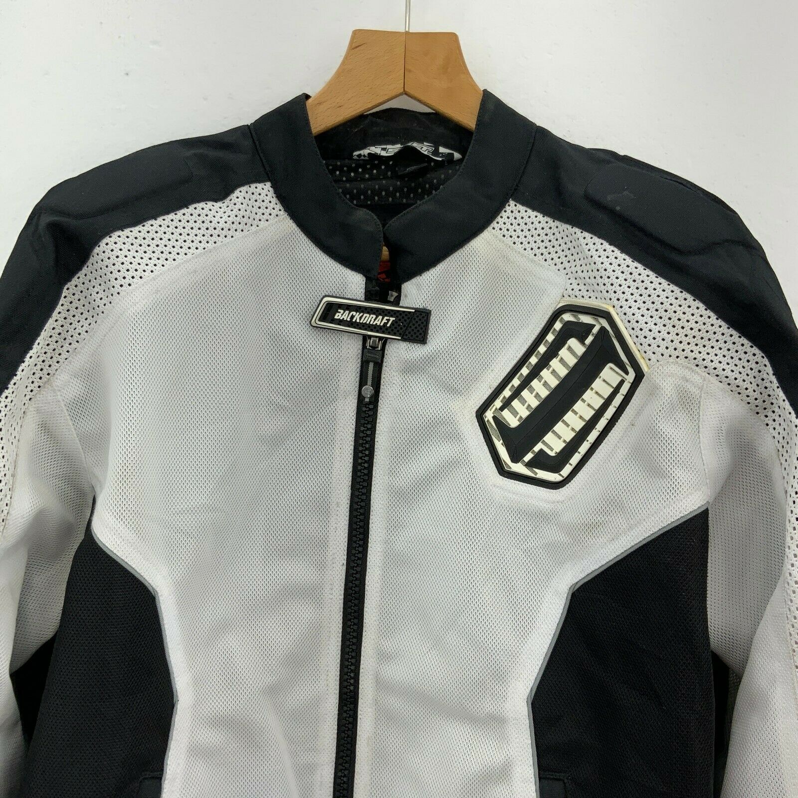 SHIFT Biker Jacket Black White Size M Missing Lining Armoured Elbow & Shoulder