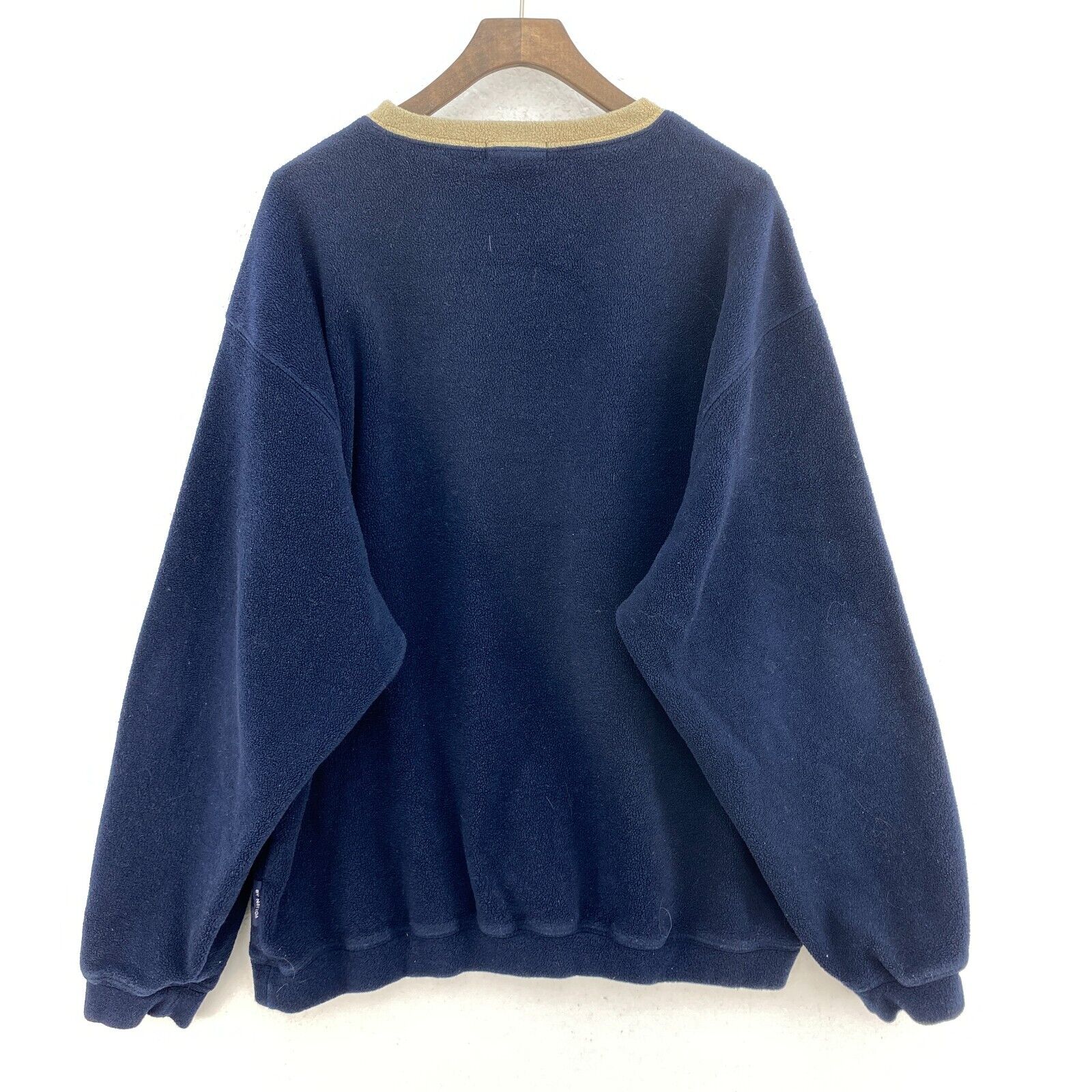 Vintage Nautica Logo Navy Blue Fleece Crew Neck Sweatshirt Size XL