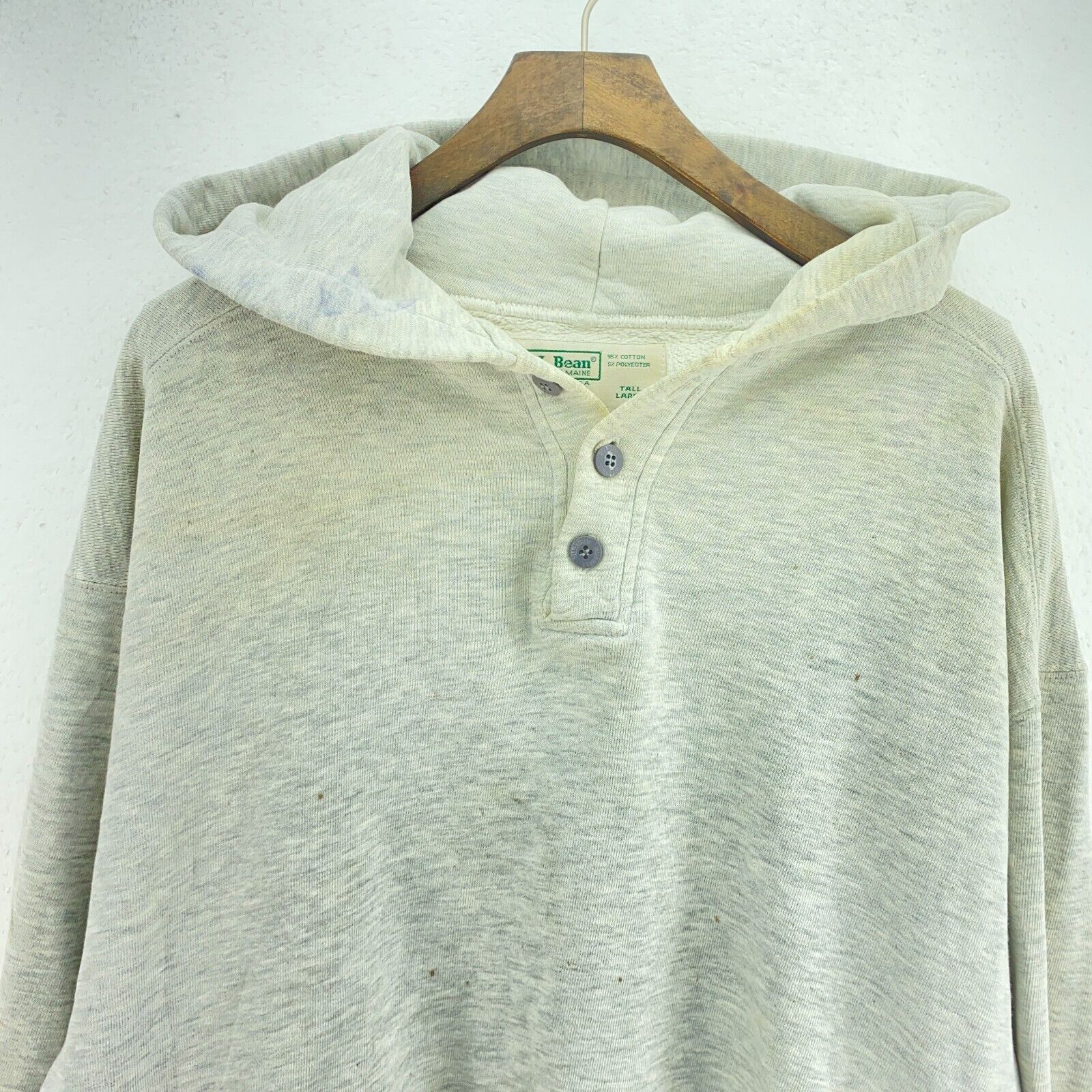 L.L Bean By Russell Athletic Gray Hoodie Size L 1/4 Button