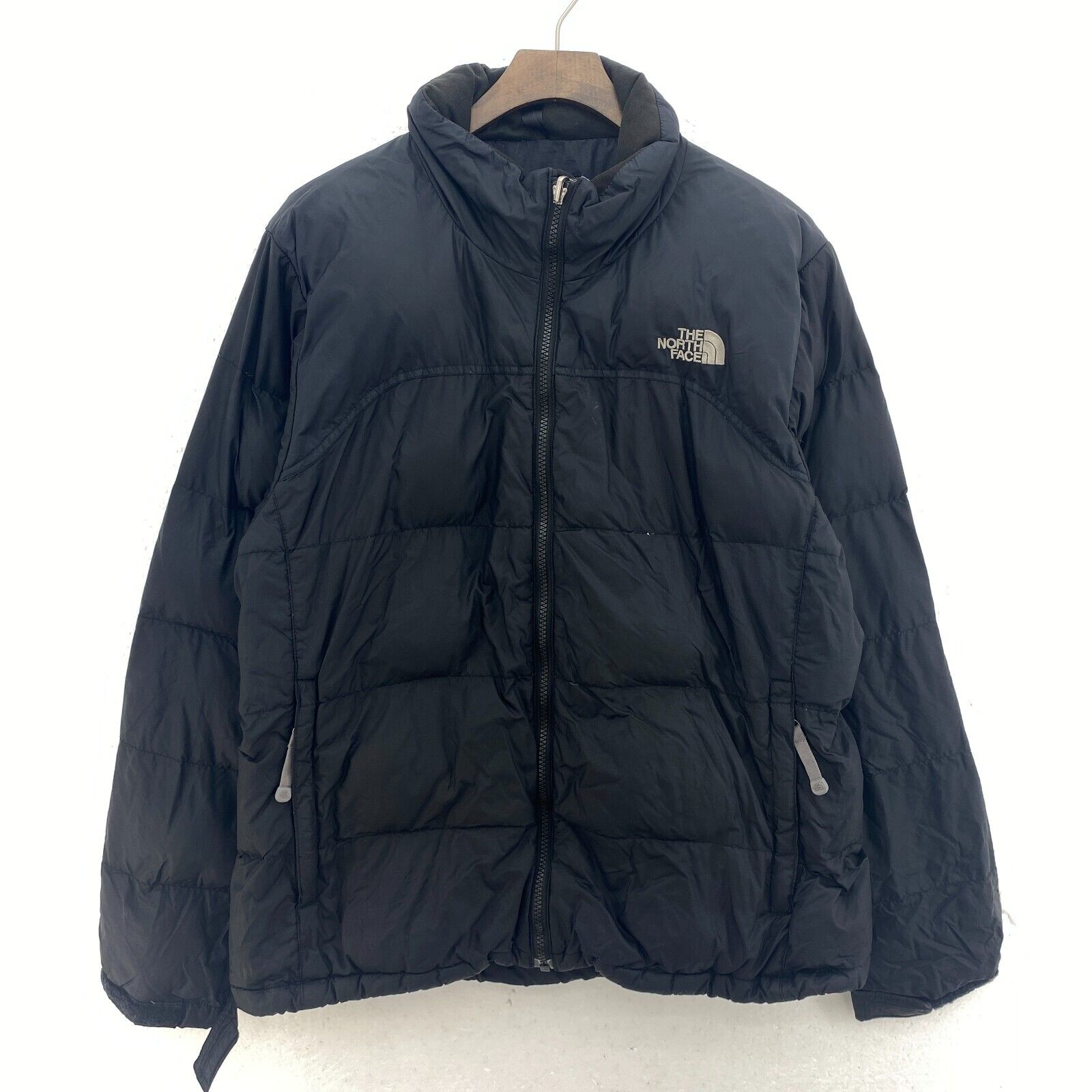 The North Face Women's Goose Down Full Zip Black Puffer Size L Nuptse 700