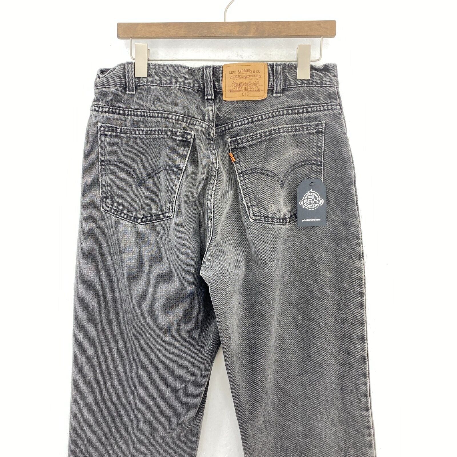 Levi's 619 Orange Tab Medium Wash Black Denim Straight Jeans Size 33