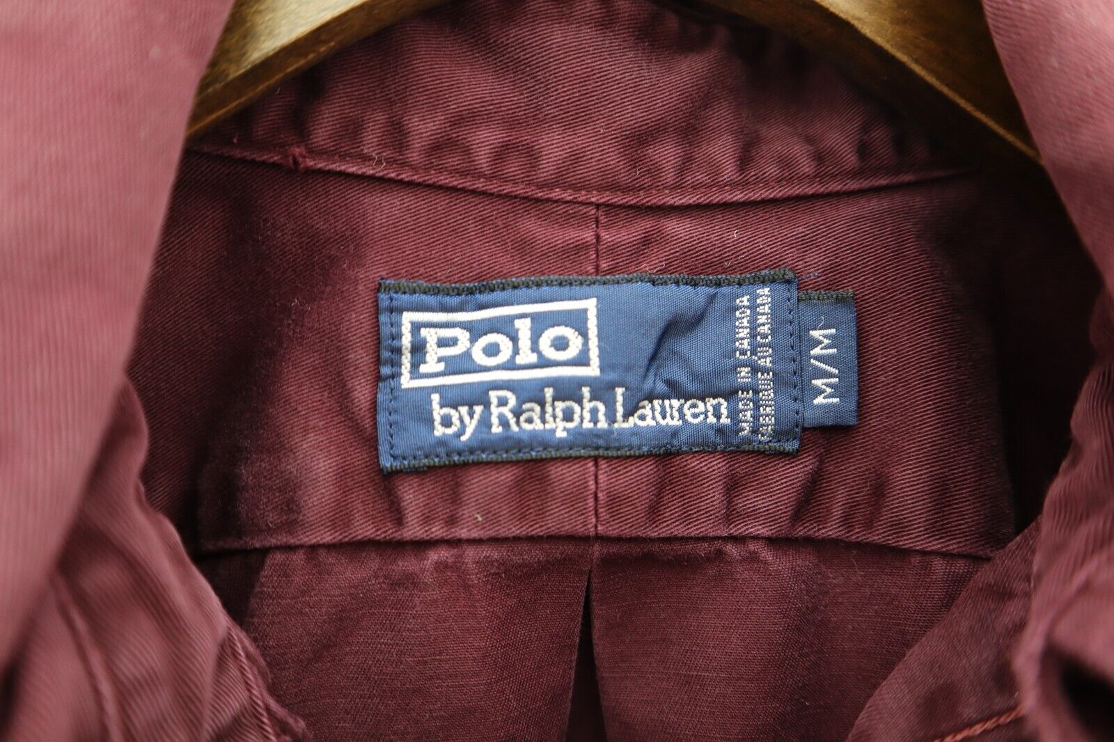 Vintage Polo Ralph Lauren Logo Button Up Burgundy Red Shirt Size M