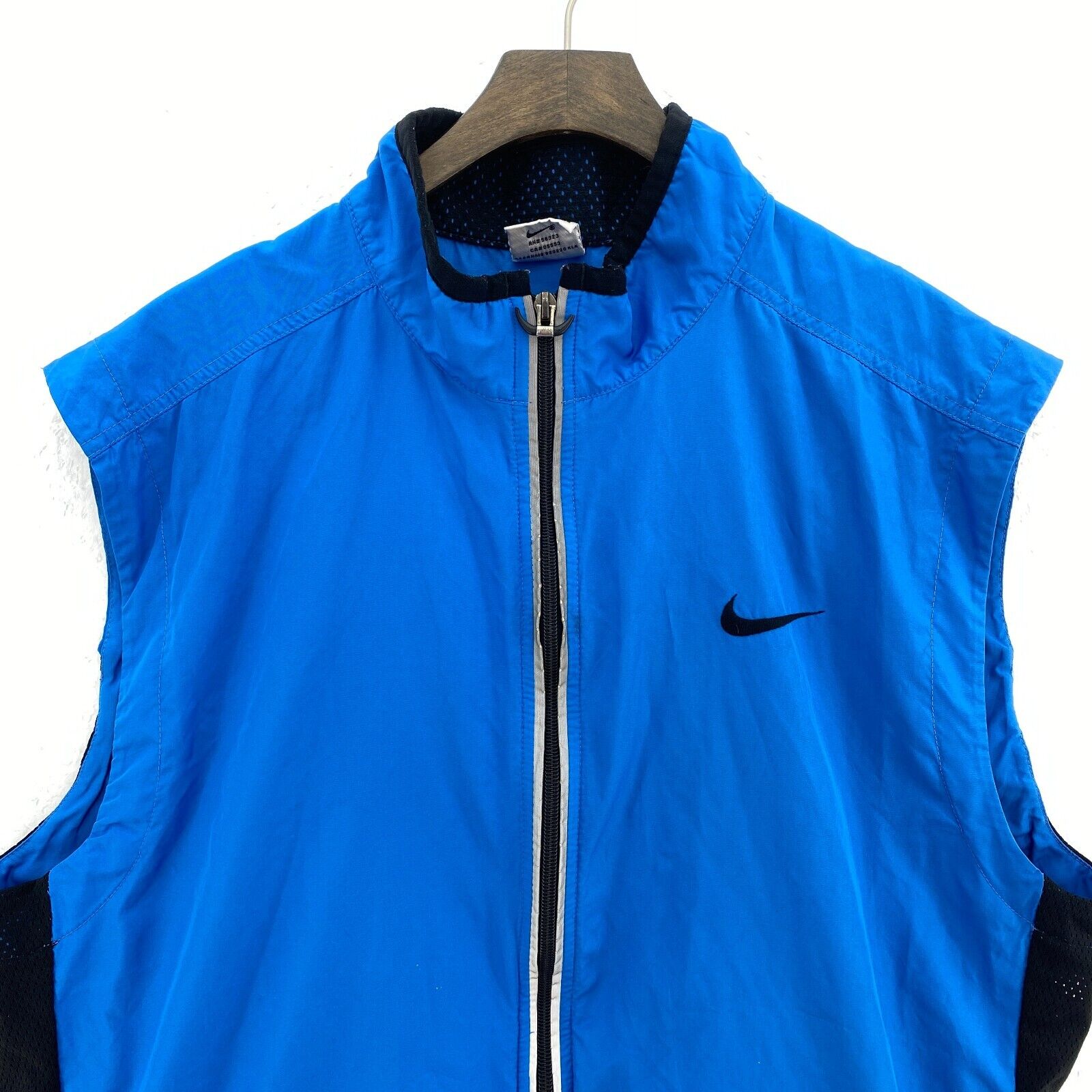 Vintage Nike Swoosh Logo Full Zip Blue Vest Jacket Size L