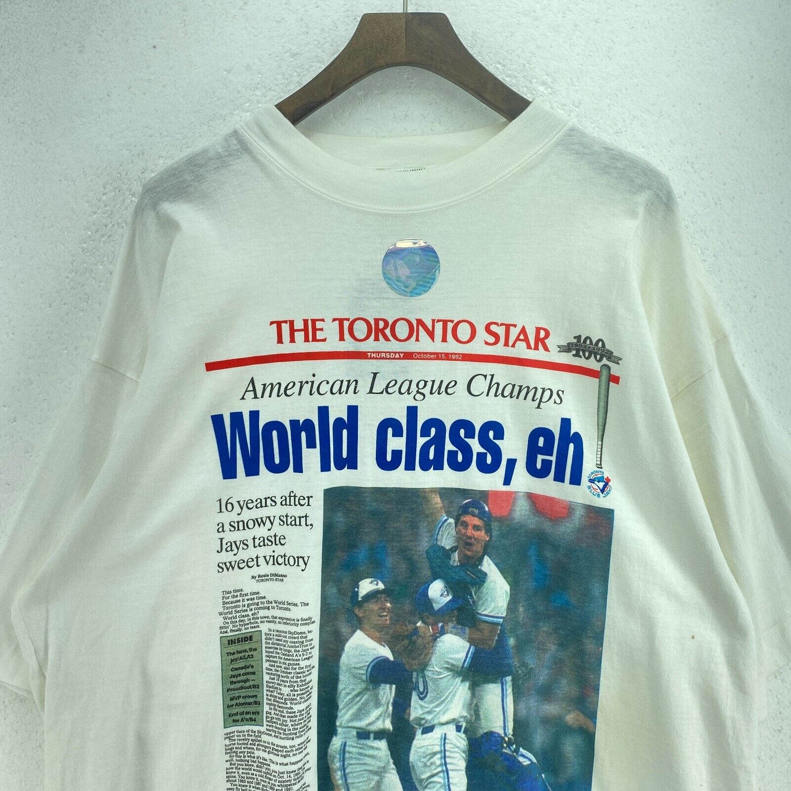 The Toronto Star American League Champs White T-shirt Size XL