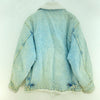 Vintage Sherpa Lined Full Zip Acid Wash Blue Denim Jacket Size M