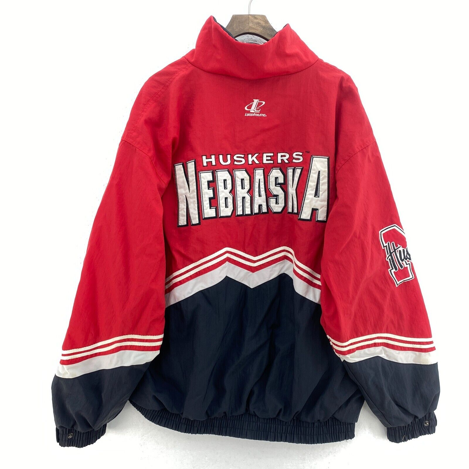 Vintage Logo Athletic Nebraska Huskers Full Zip Black Red Light Jacket Size XL