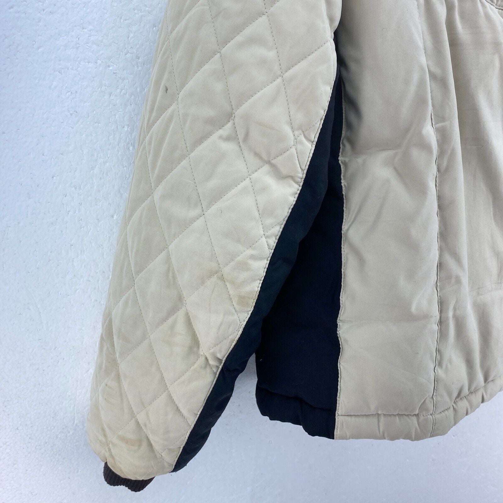 Harley Davidson Metal Logo Full Zip Beige Puffer Jacket Size L