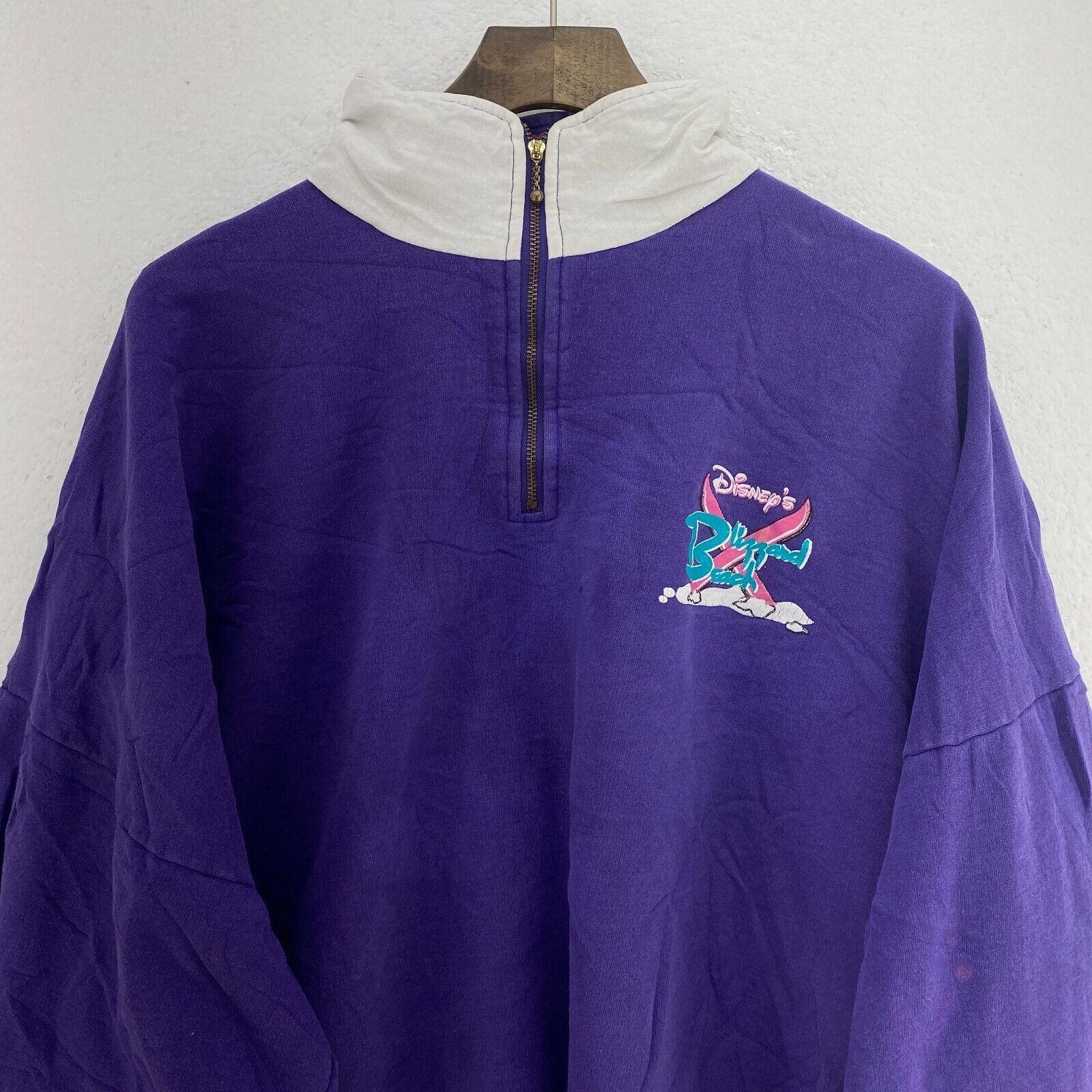 Disney's Blizzard Beach Quarter Zip Purple Sweatshirt Size XL