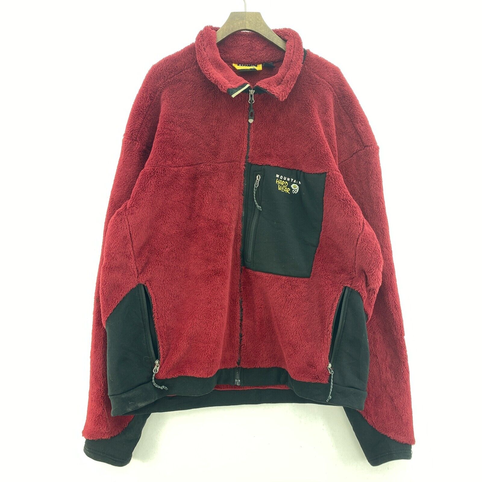 Vintage Mountain Hard Wear Red Fleece Deep Pile Burgundy Full Zip