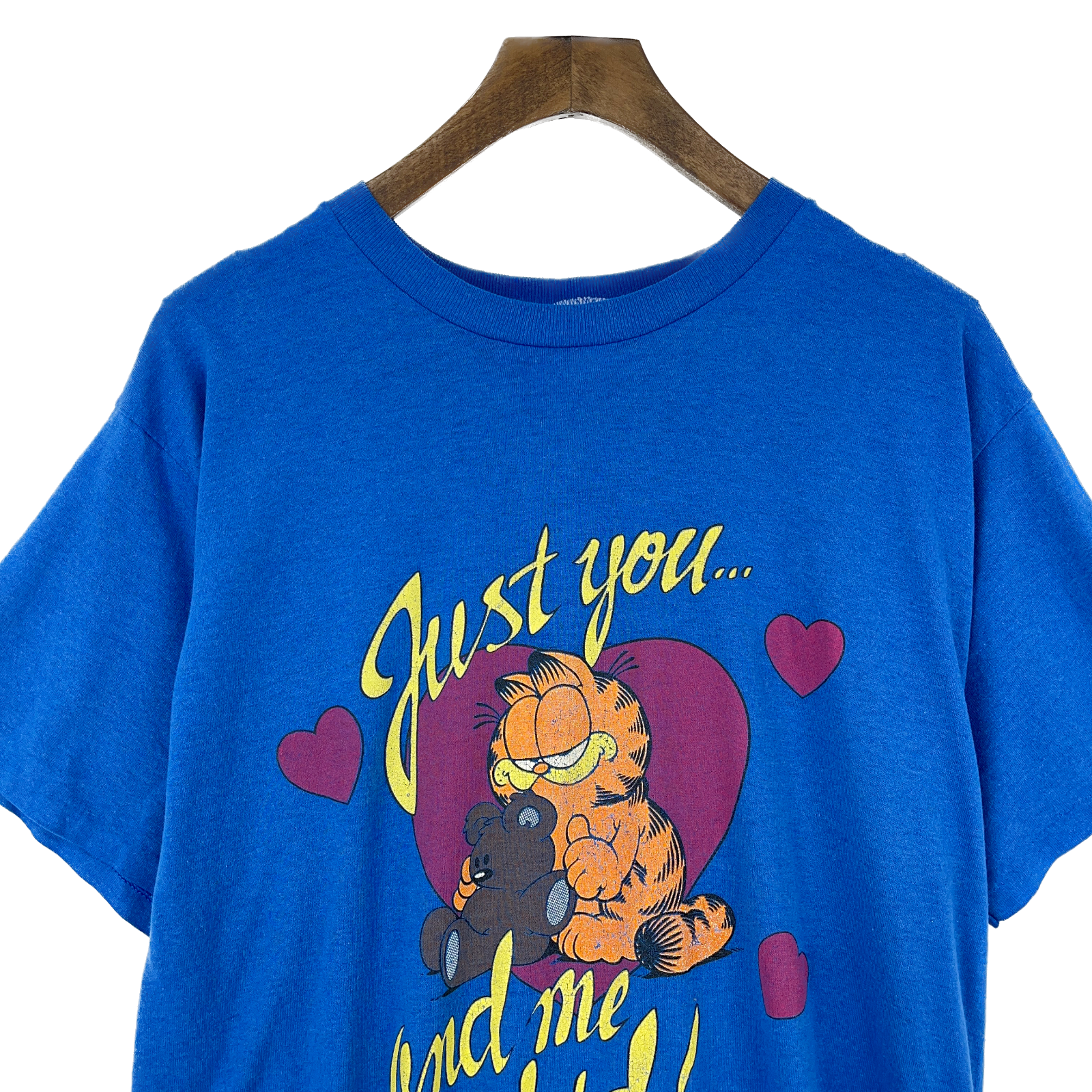 Vintage Just You And Me Garfield Blue T-shirt Size M Single Stitch