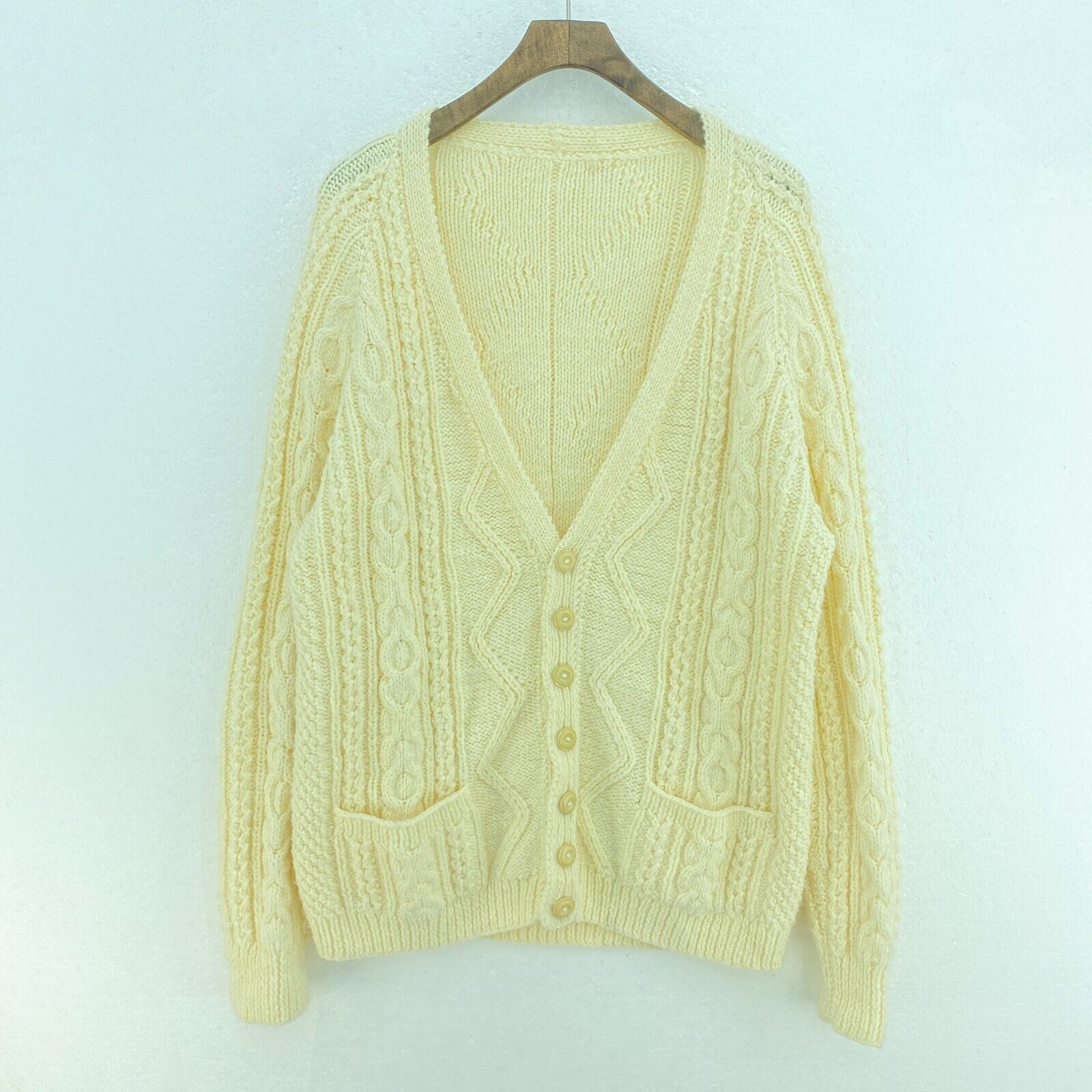 Vintage Sweater Knit 3D Size L Beige Women's
