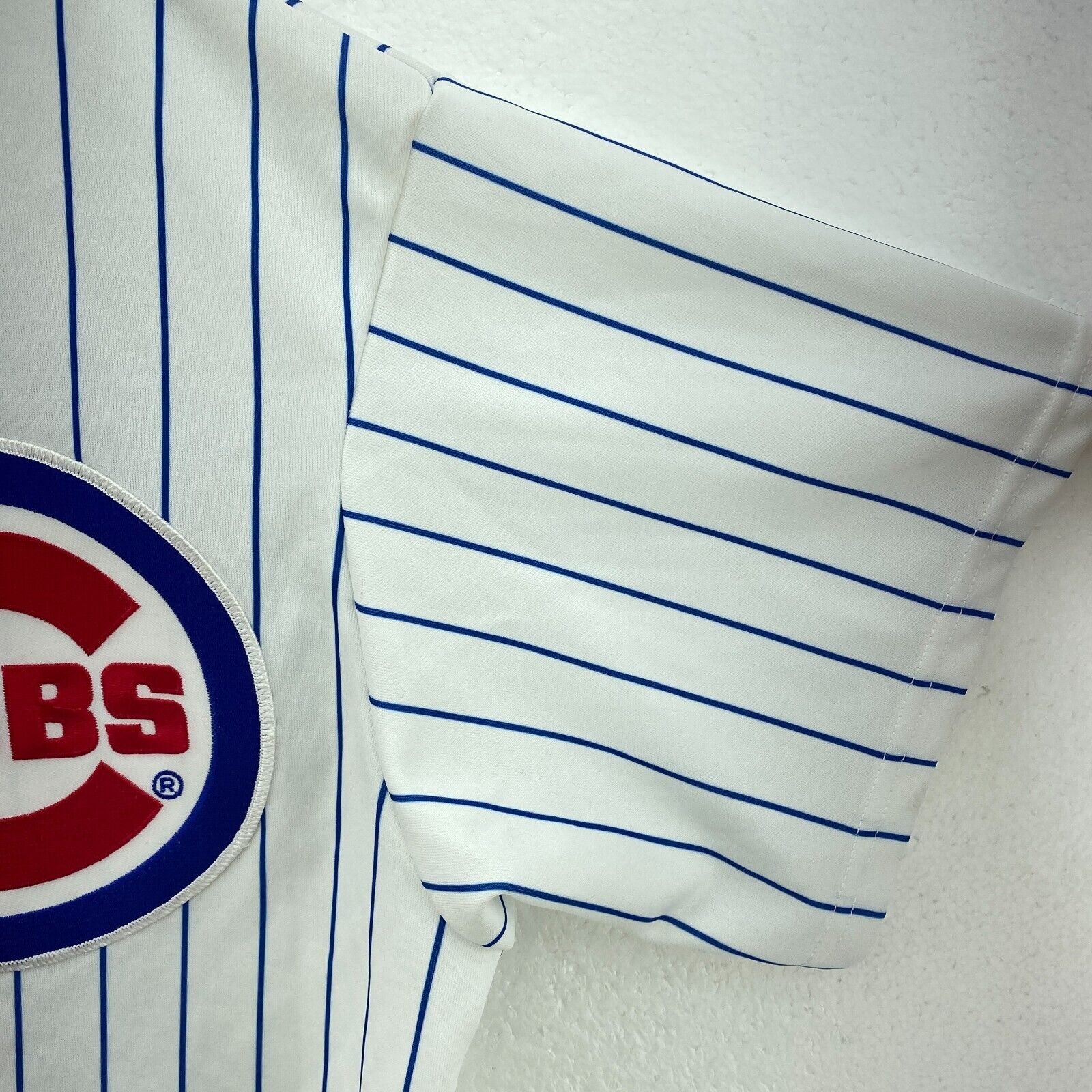Majestic Pinstripe Chicago Cubs MLB Garciaparra 5 White Button Up Jersey Size XL