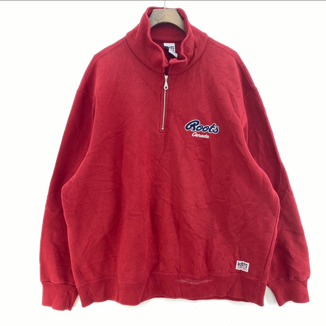 Roots Canada Quarter Zip High Neck Red Sweatshirt Size XL Pullover