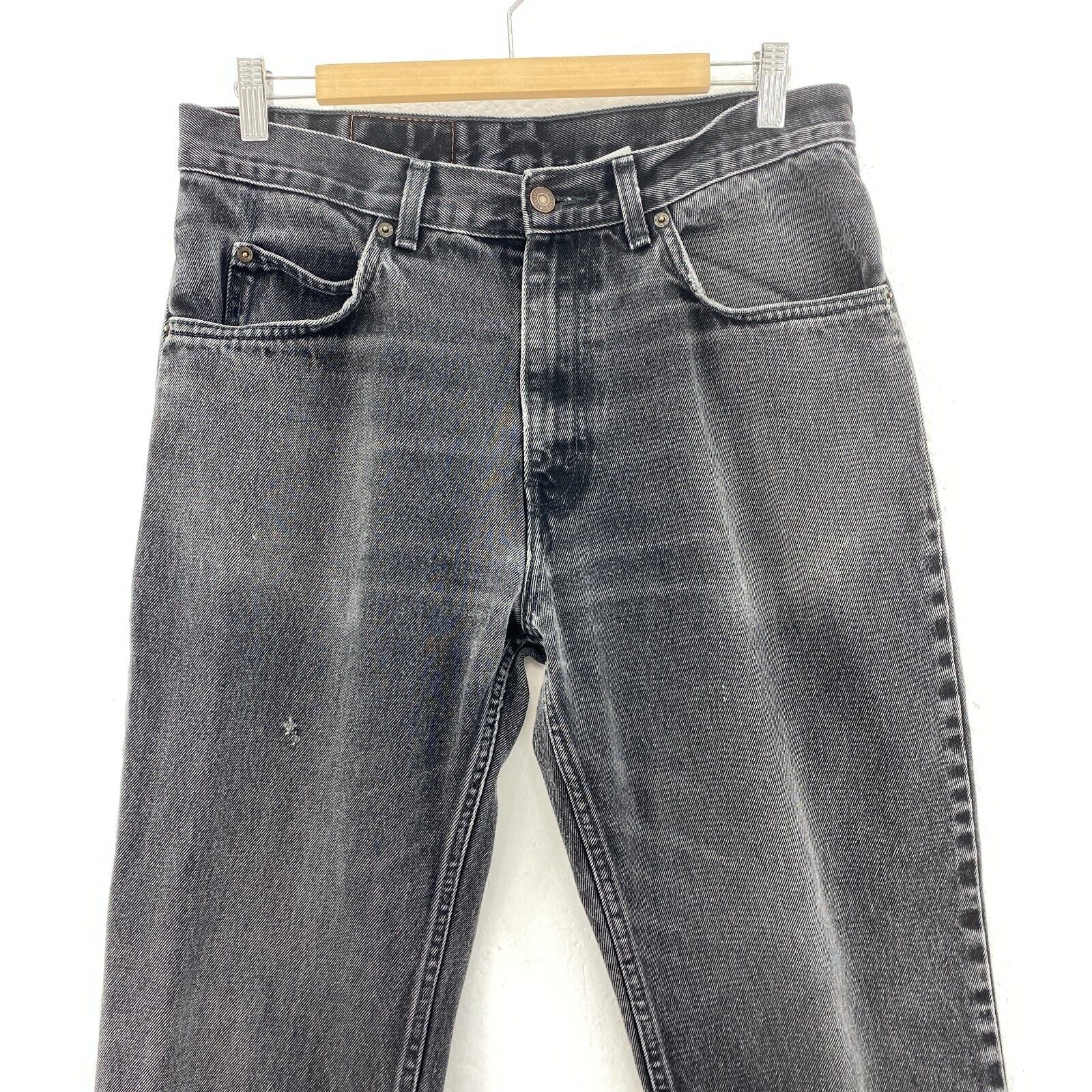 Levi's Orange Tab Medium Wash Black Denim Straight Jeans Size 32